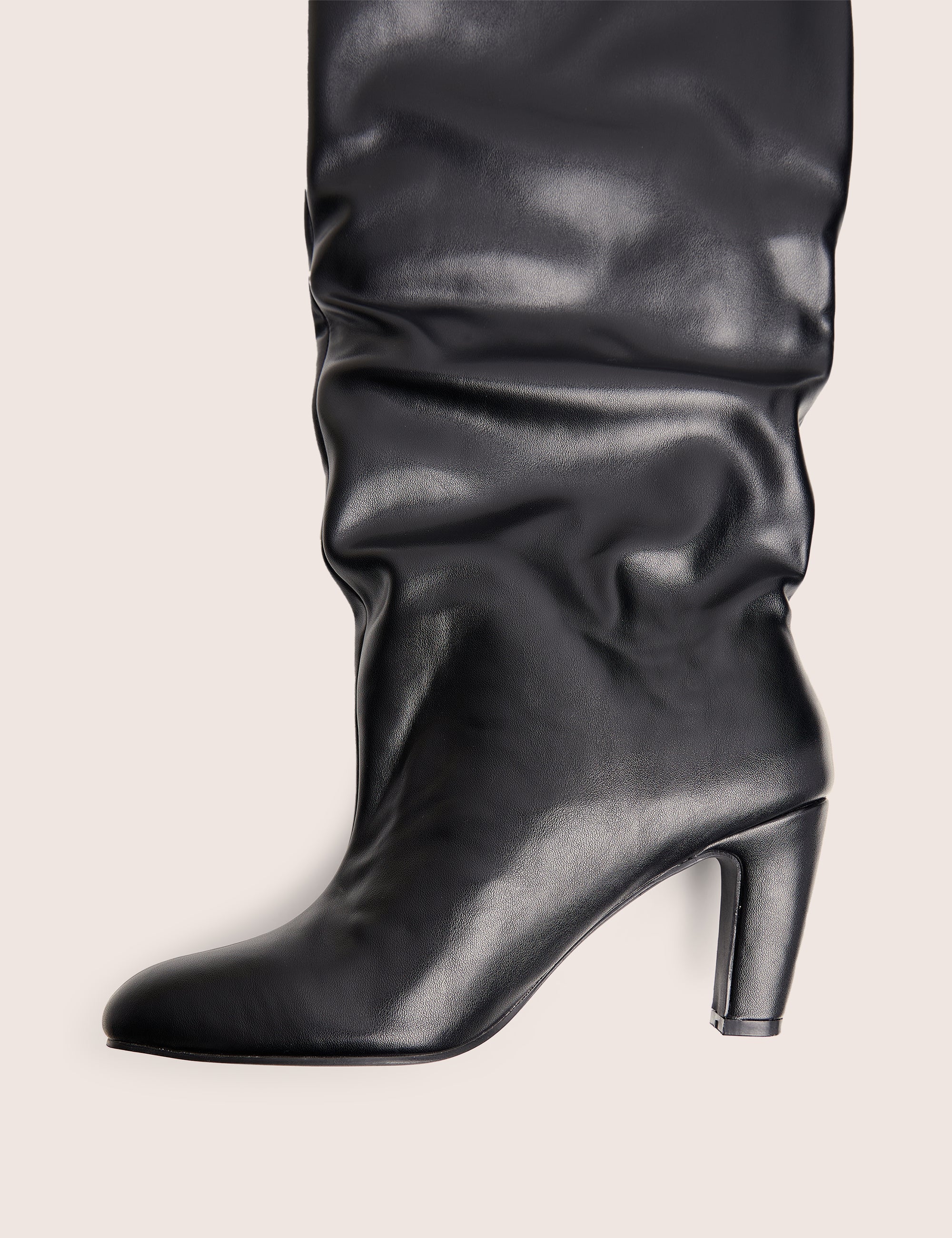 Fifth Ave Black Pu Slouchy Mid Heel Boots - Image 4