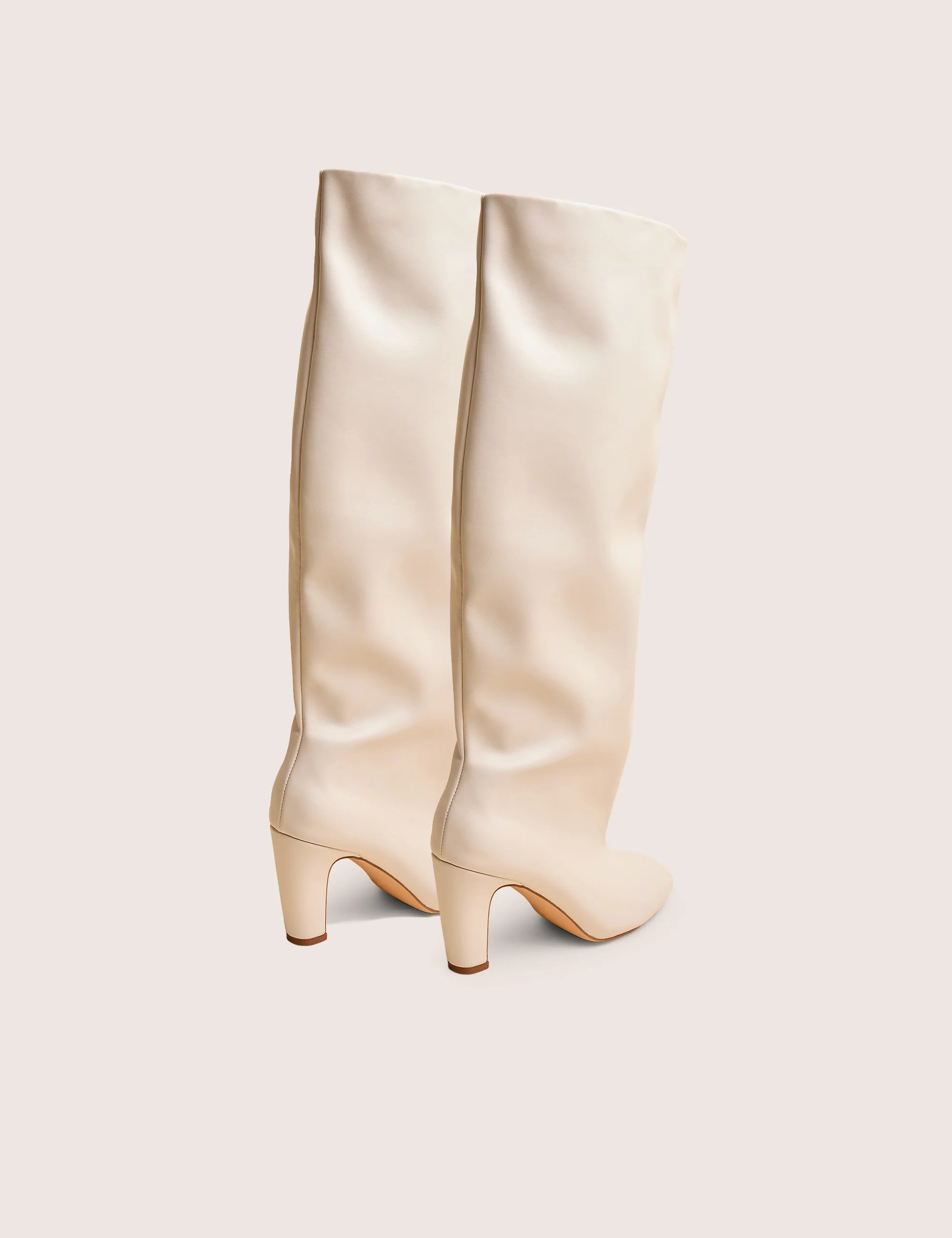 Fifth Ave Off White Pu Slouchy Mid Heel Boots - Image 3