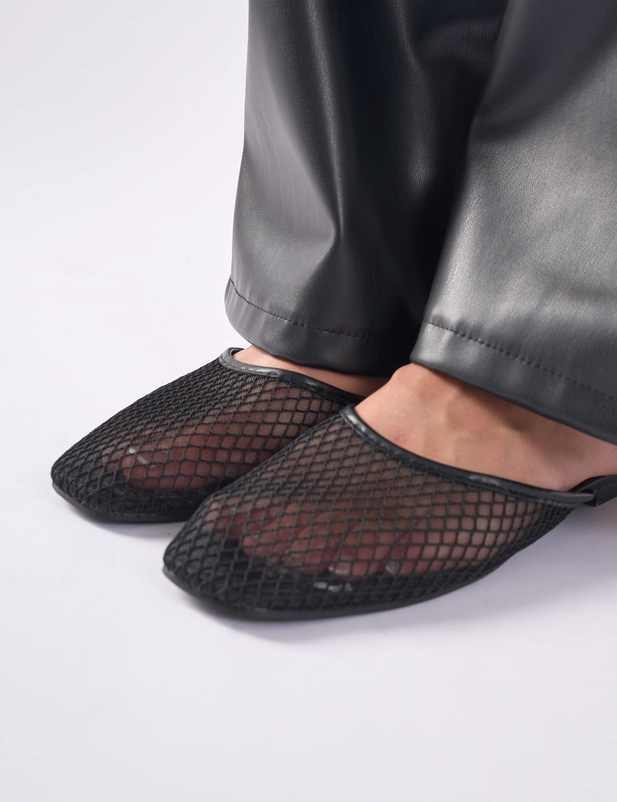 First Dance Black Mesh Flat Mules - Image 2