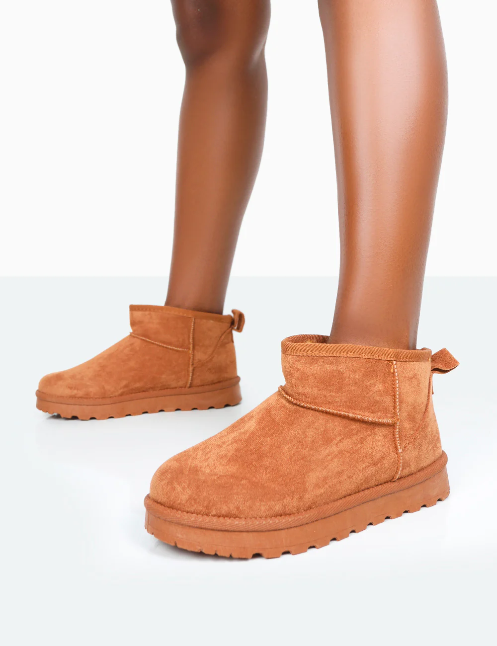 Flurry Chestnut Brown Faux Suede Ultra Mini Ankle Boots - Image 3