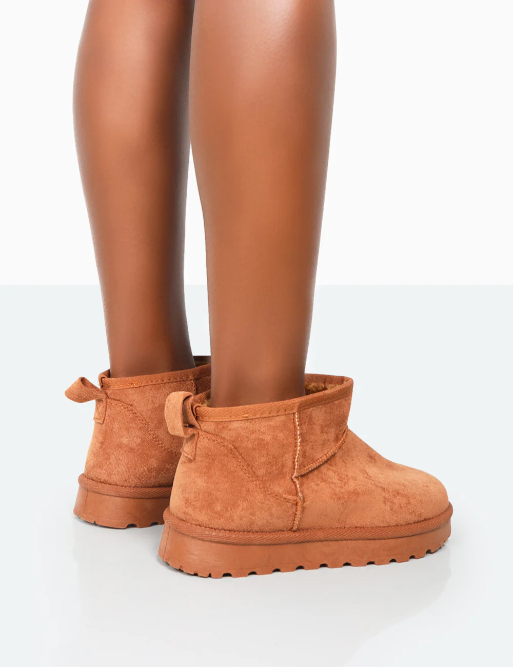 Flurry Chestnut Brown Faux Suede Ultra Mini Ankle Boots - Image 4