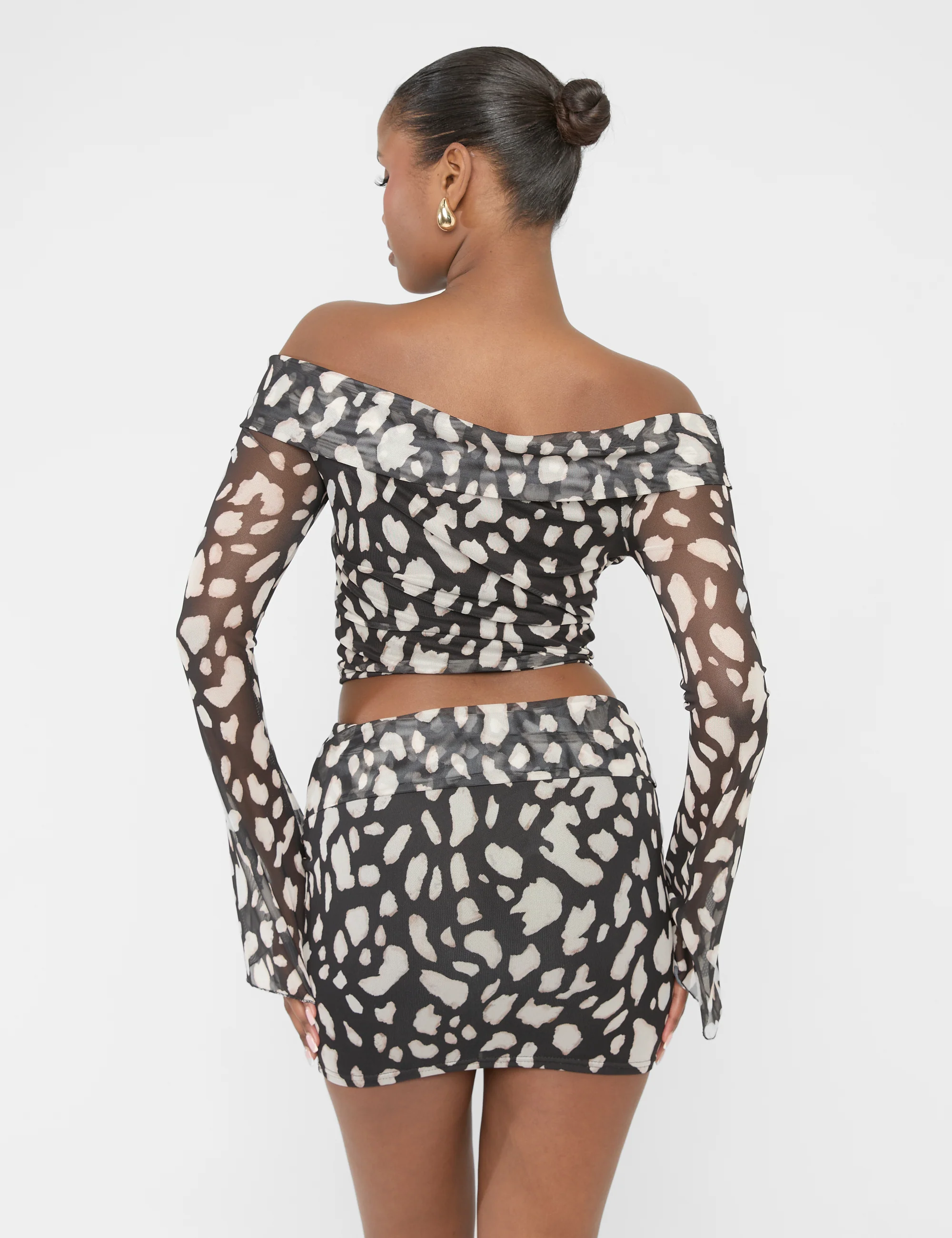 Mesh Fold Over Mini Skirt Animal Print - Image 4