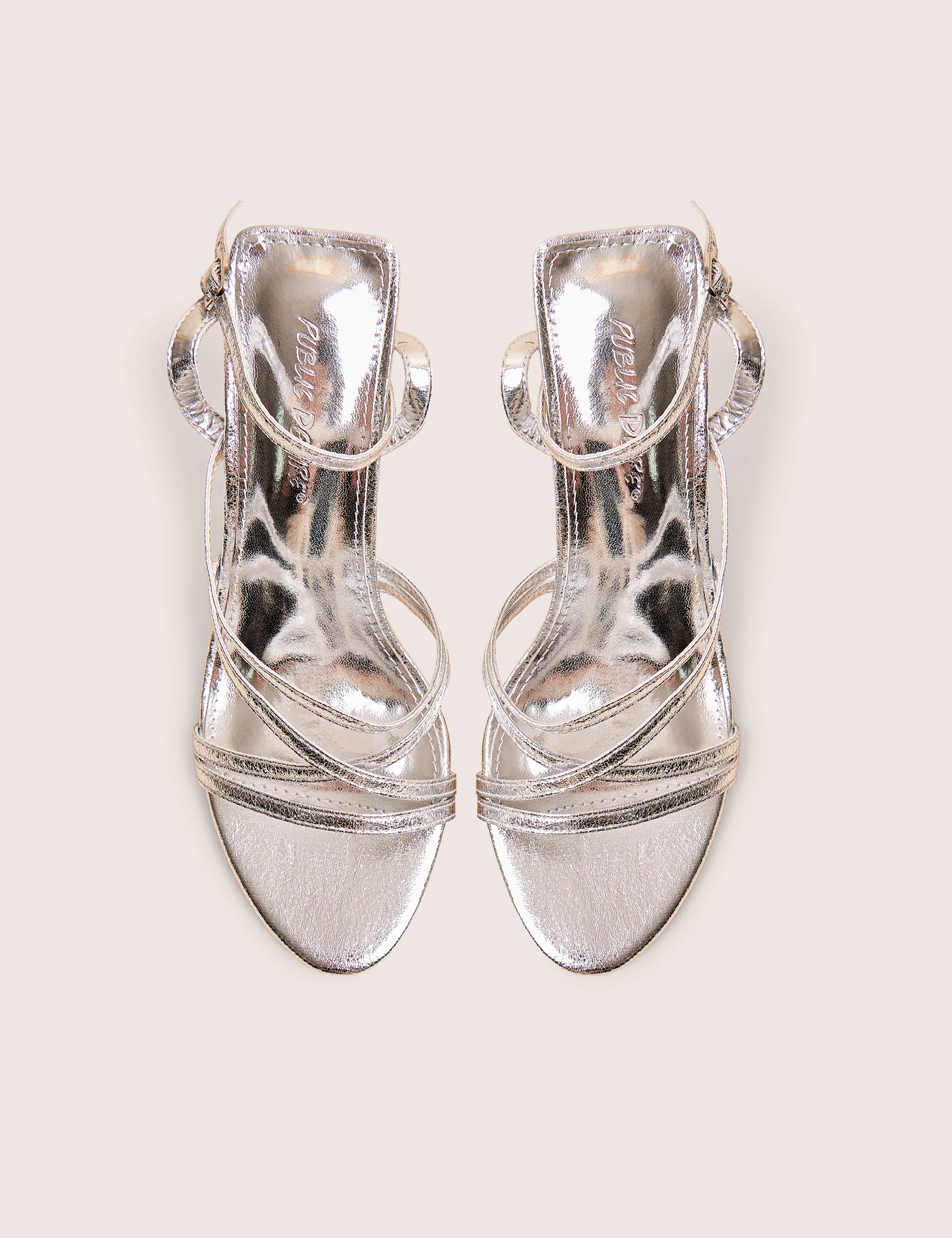 Free Spirit Silver Strappy Round Toe Mid Heels - Image 2