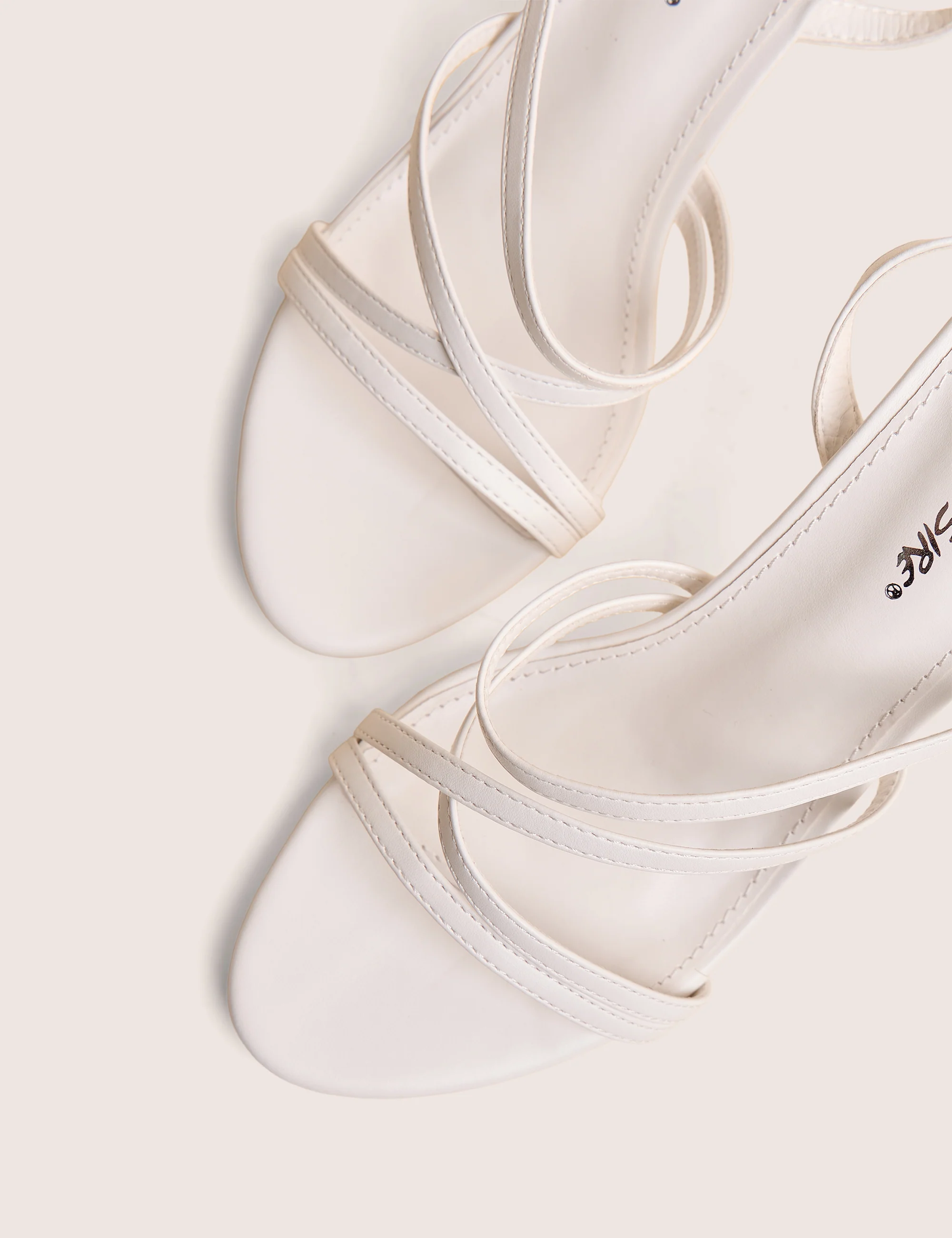 Free Spirit White Strappy Round Toe Mid Heels - Image 4