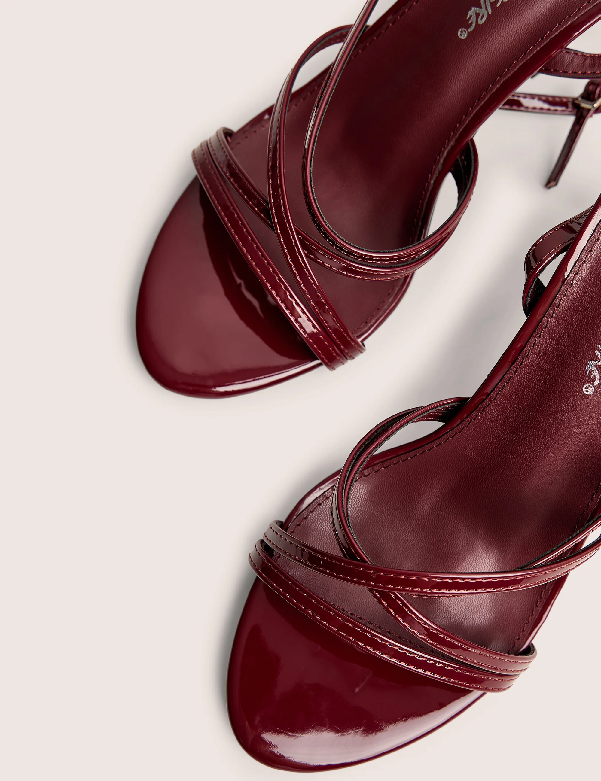 Free Spirit Wide Fit Burgundy Strappy Mid Heel - Image 4