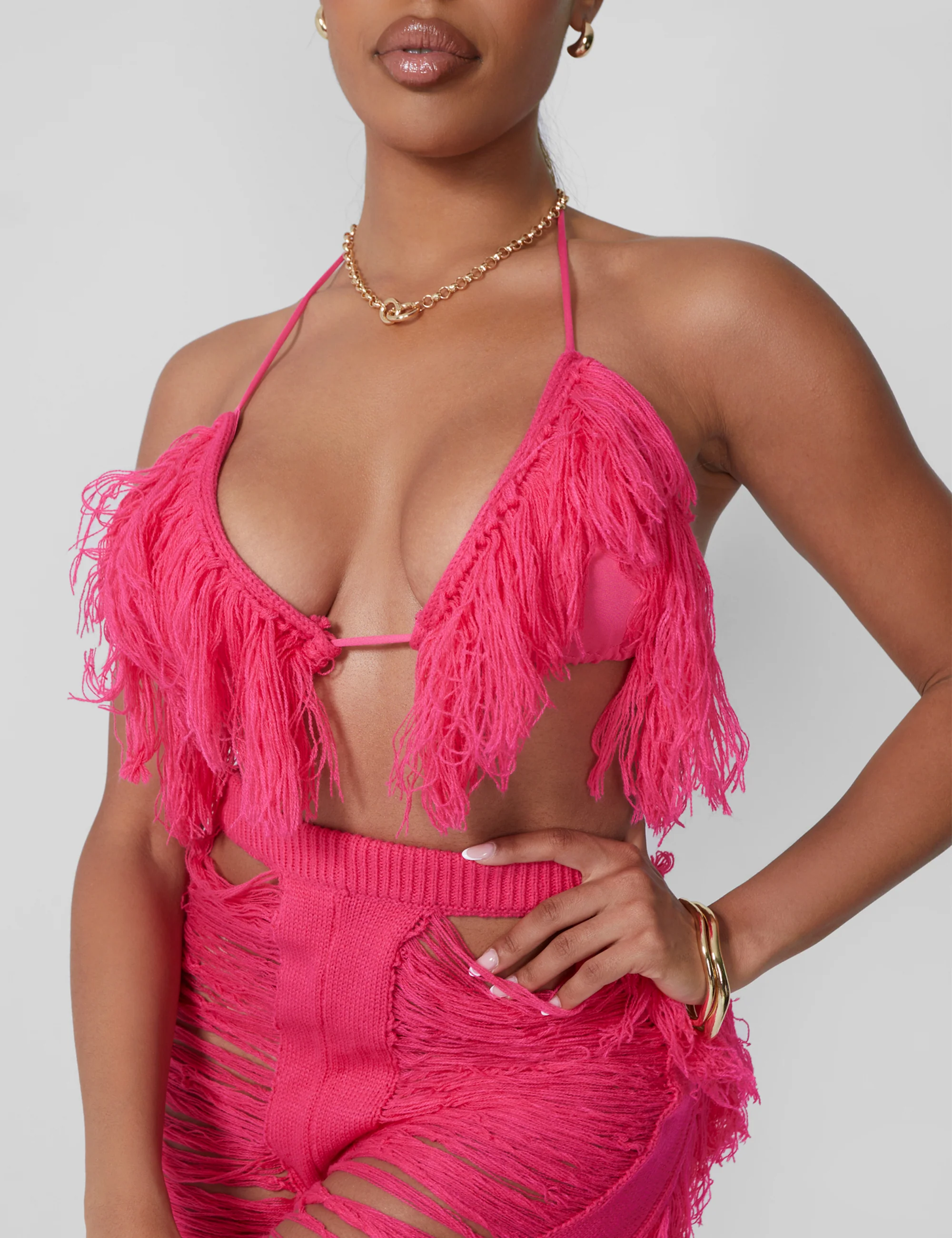Fringe Trousers Hot Pink - Image 5