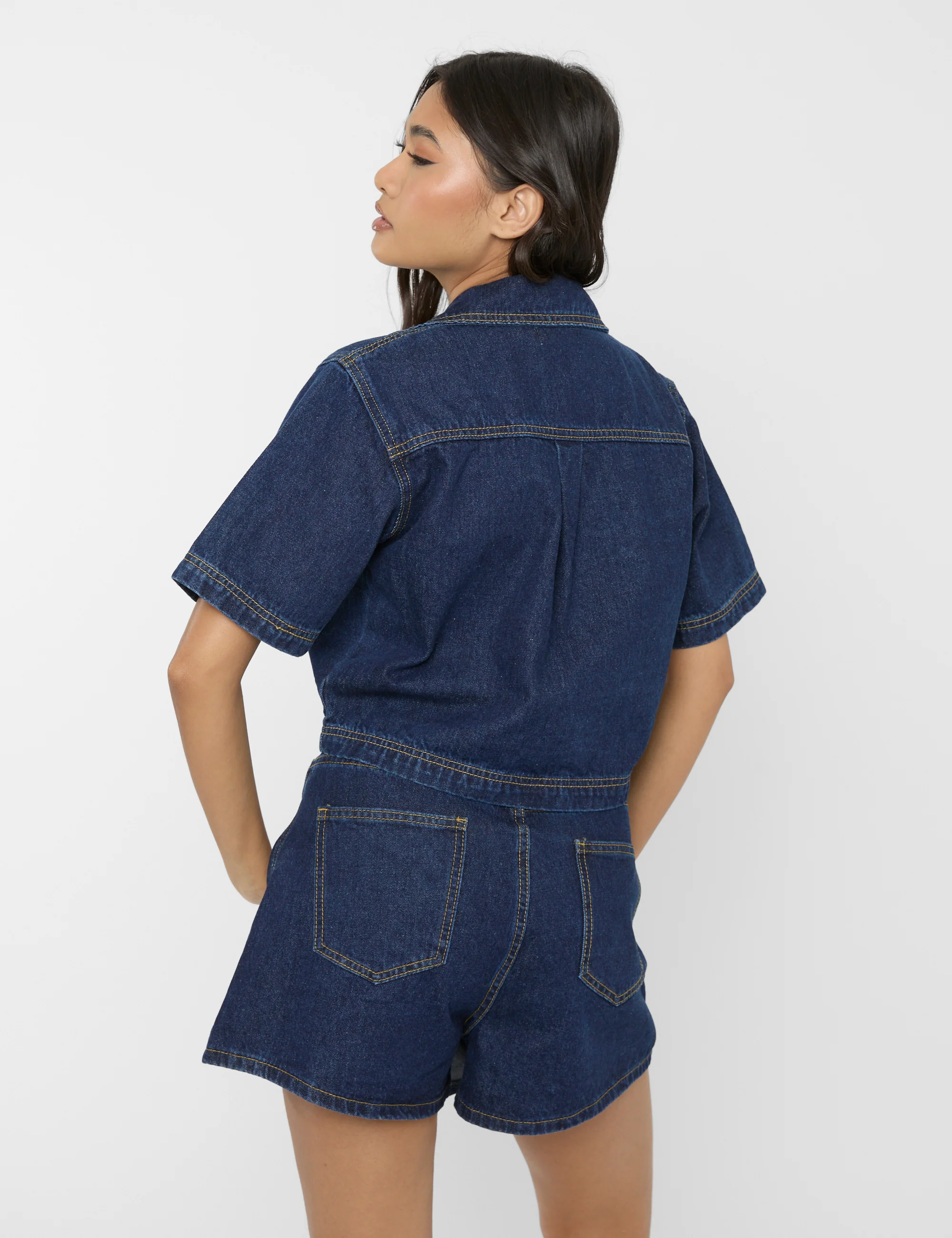 Front Wrap Denim Skort Dark Blue - Image 9