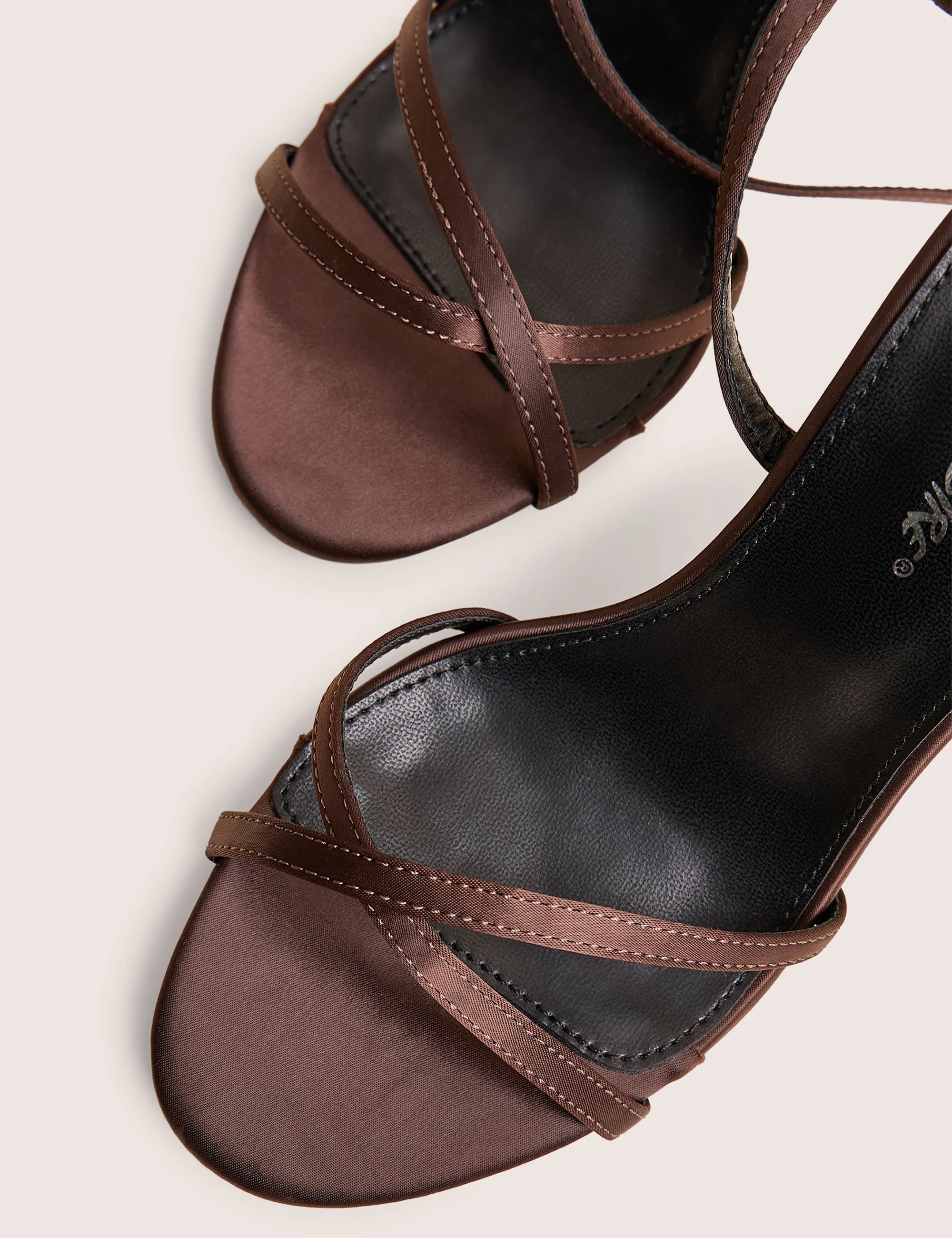 Georgie Brown Satin Strappy Diamante Buckle High Heels - Image 5