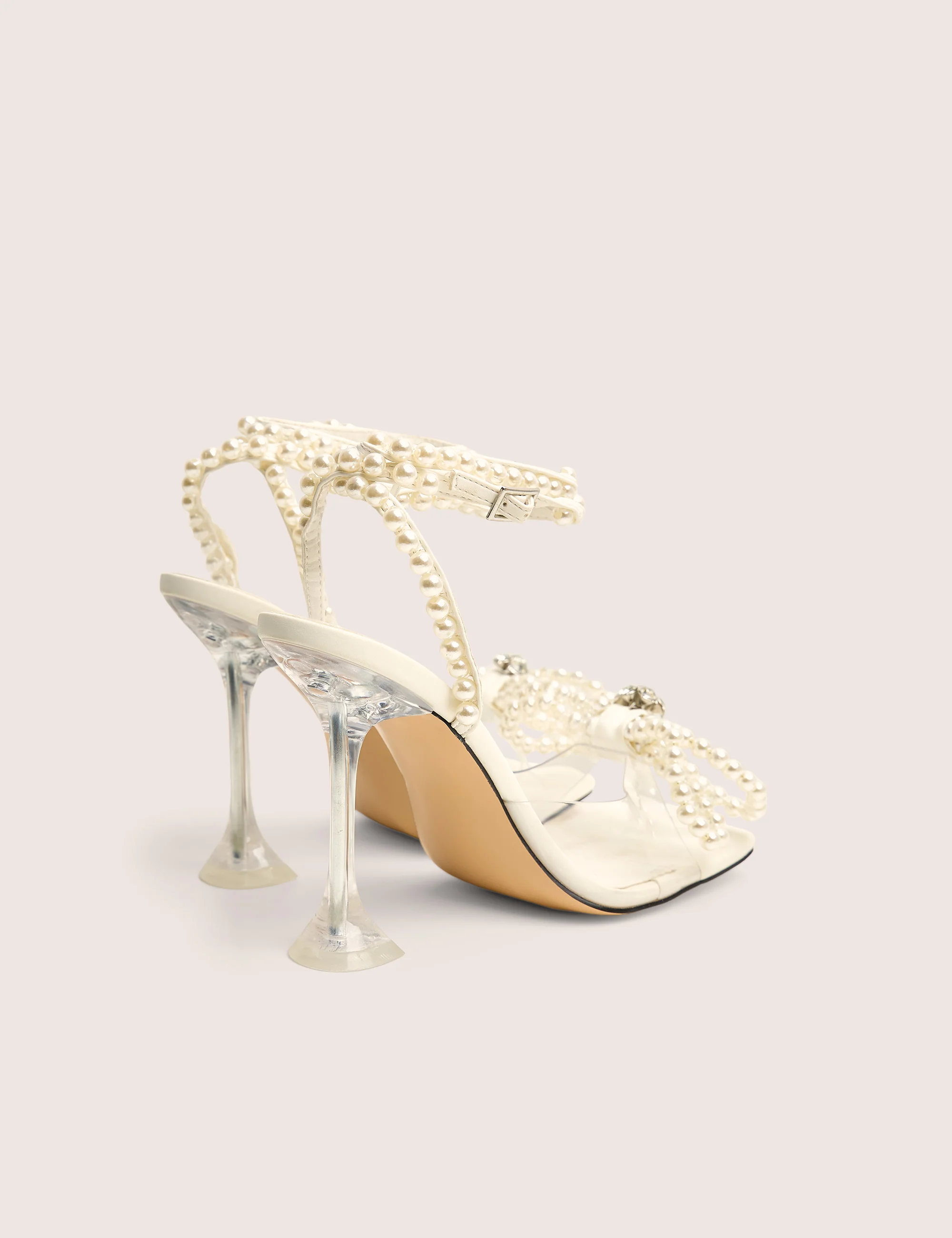 Glimmer White Wide Fit Wrap Around Pearl Square Toe Cake Stand Heels - Image 3
