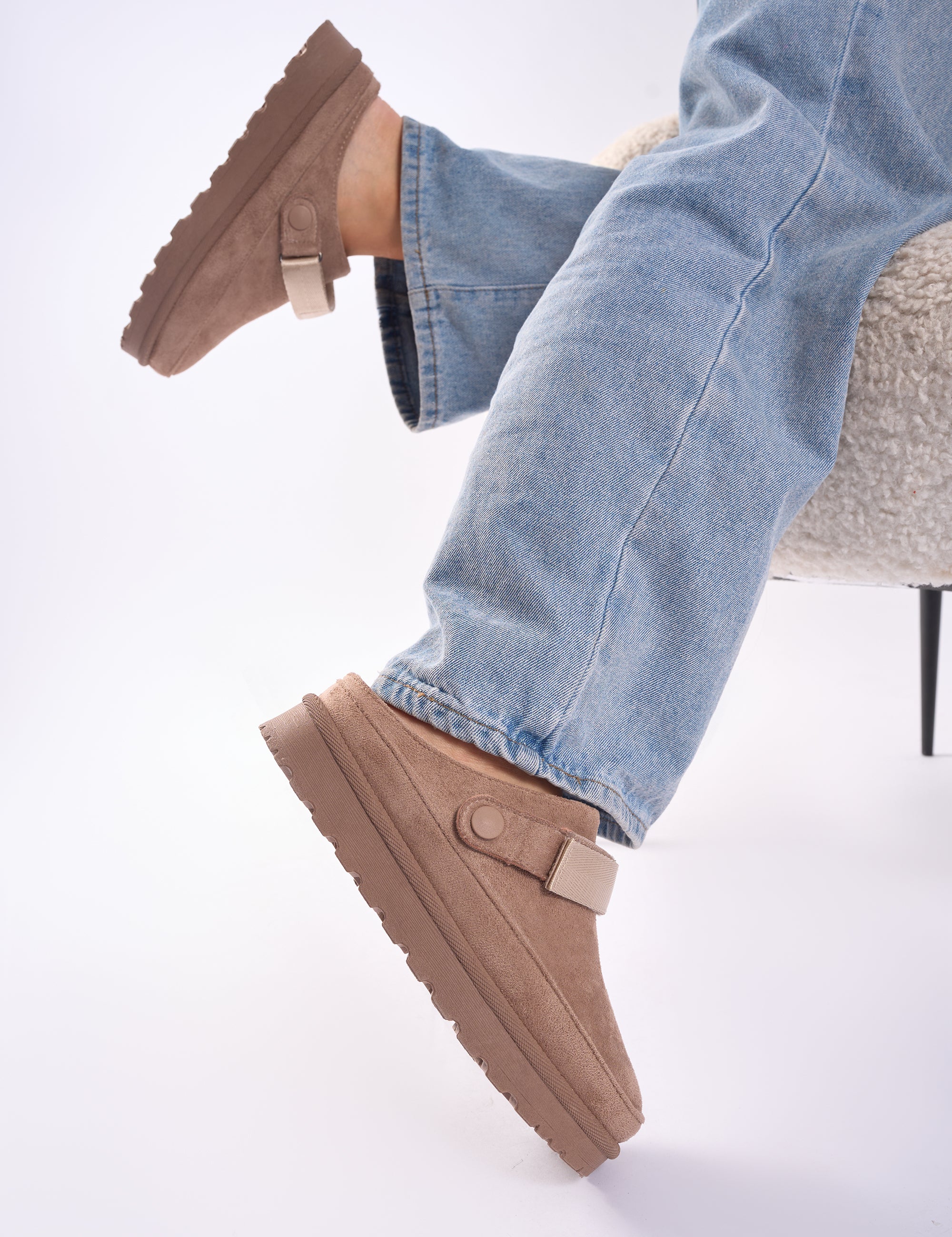Goldie Beige Faux Fur Lined Mules - Image 4