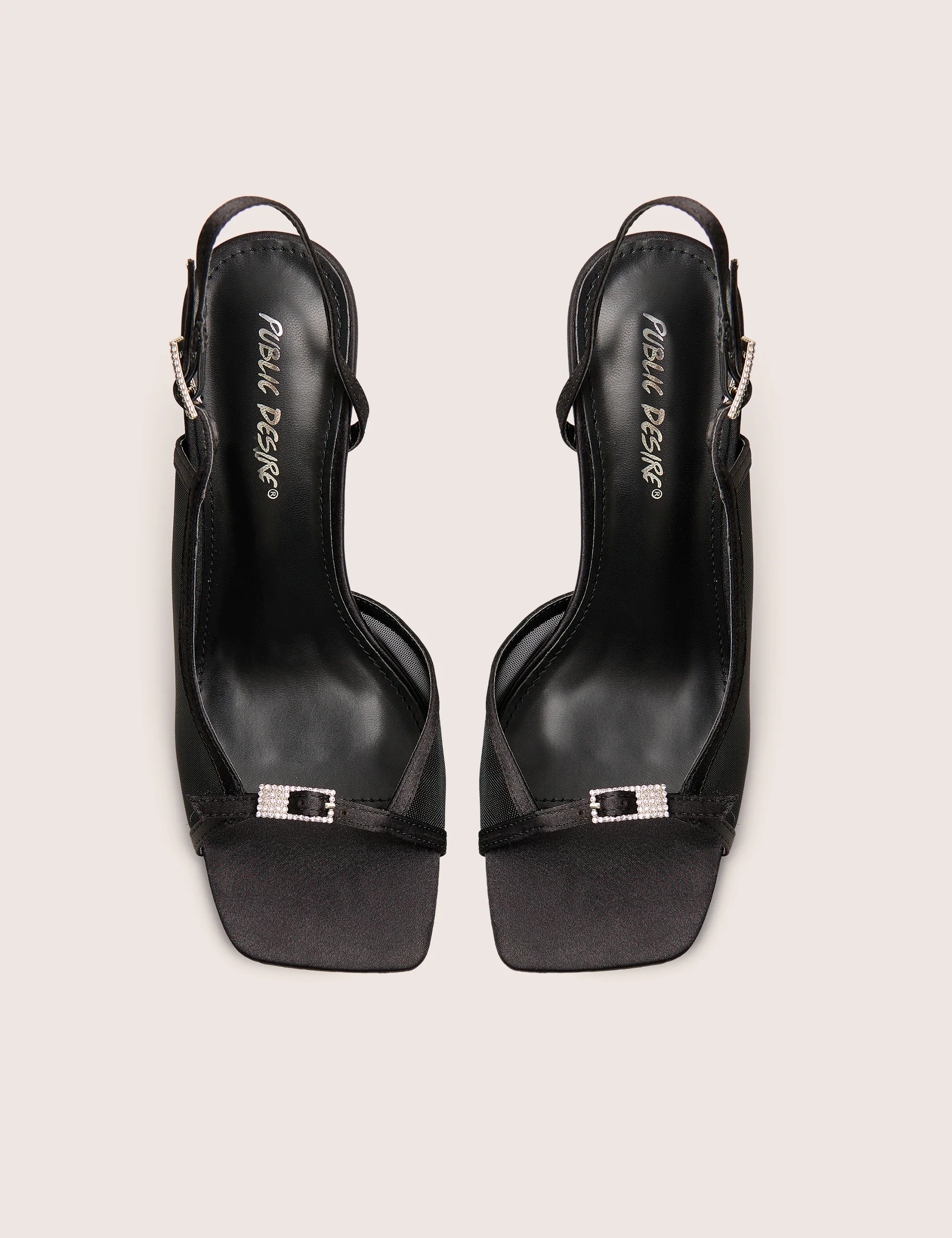 Grattitude Black Strappy Square Toe Stiletto Heels - Image 4
