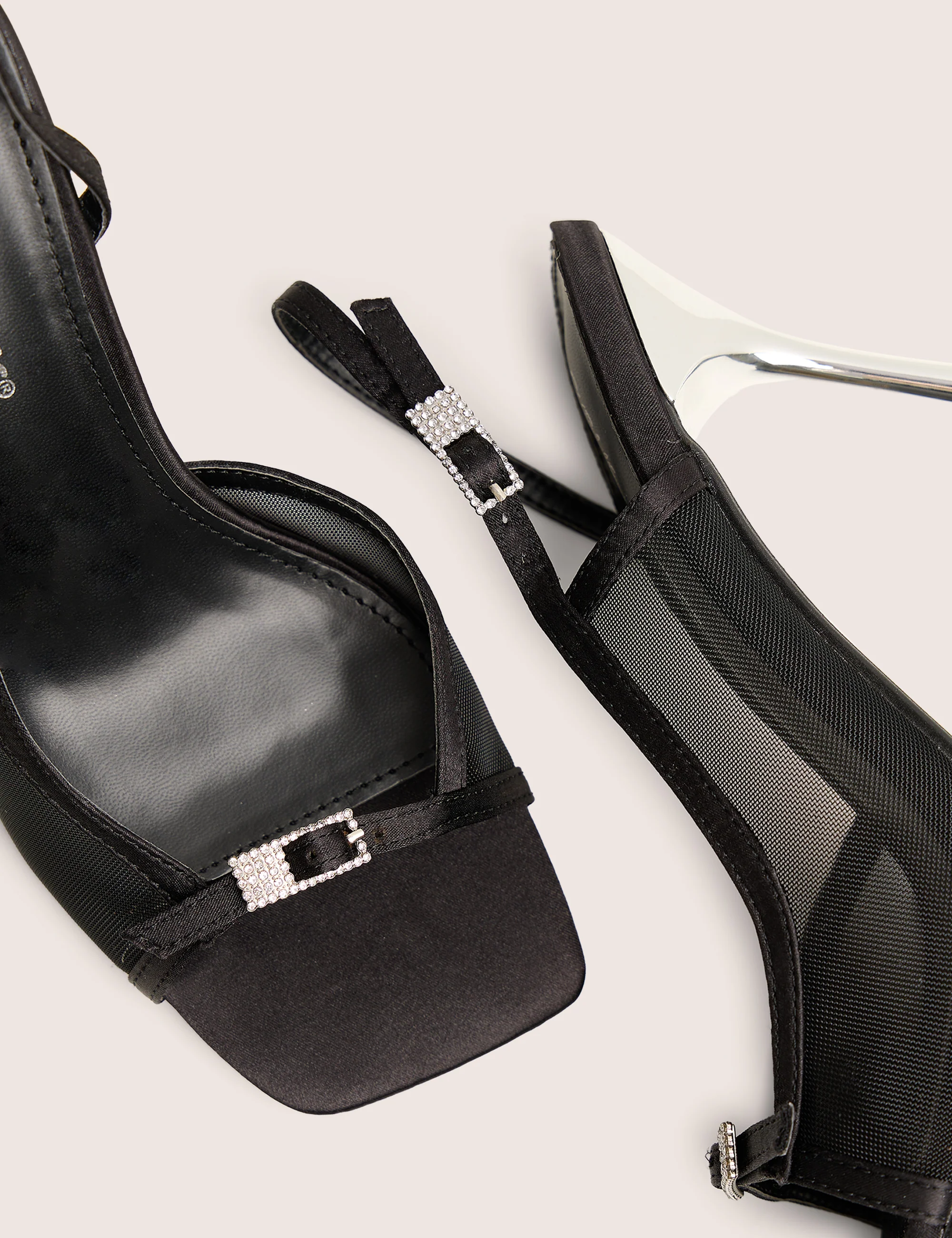 Grattitude Black Strappy Square Toe Stiletto Heels - Image 6