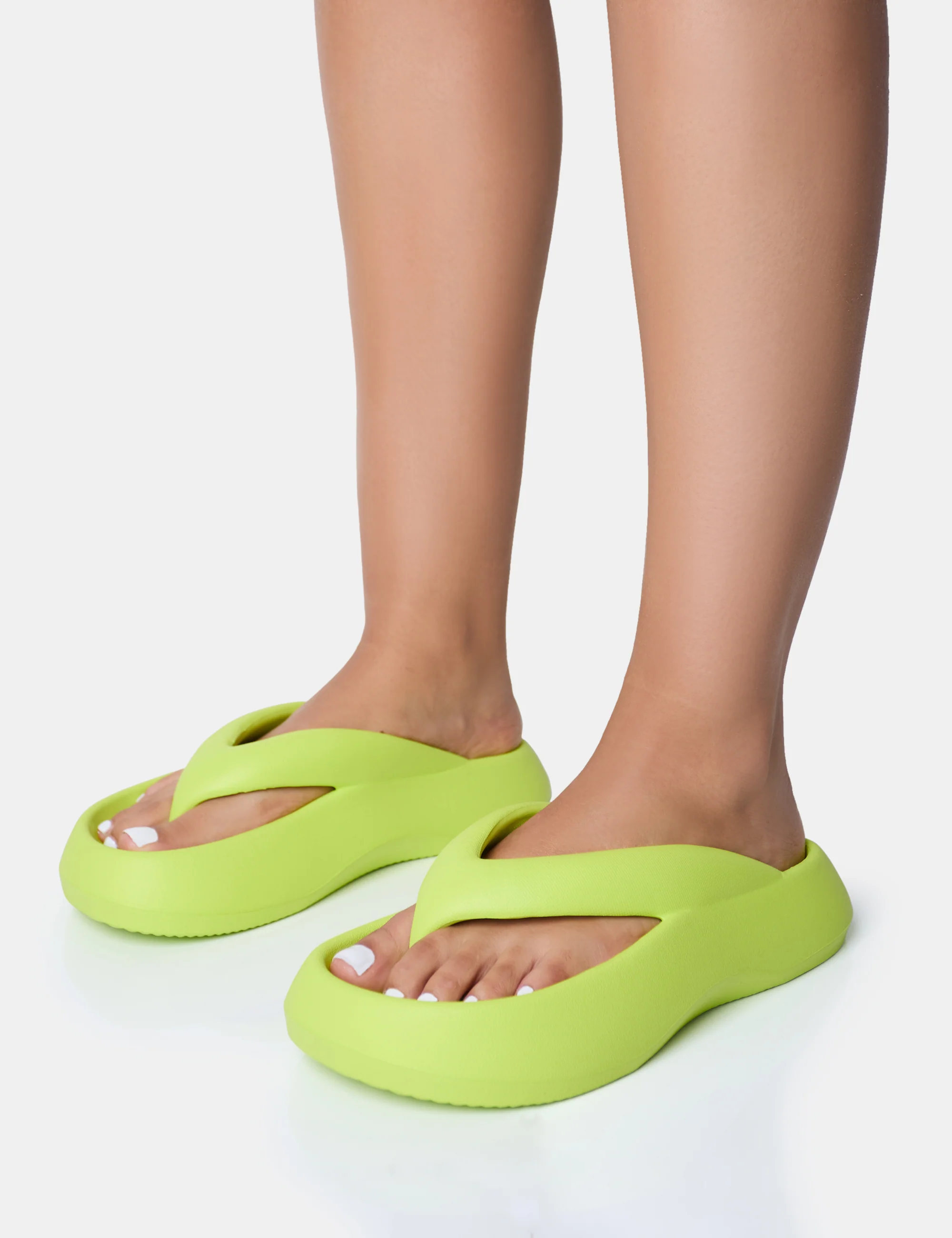 Guilty Lime Chunky Toe Post Slider Sandals - Image 4