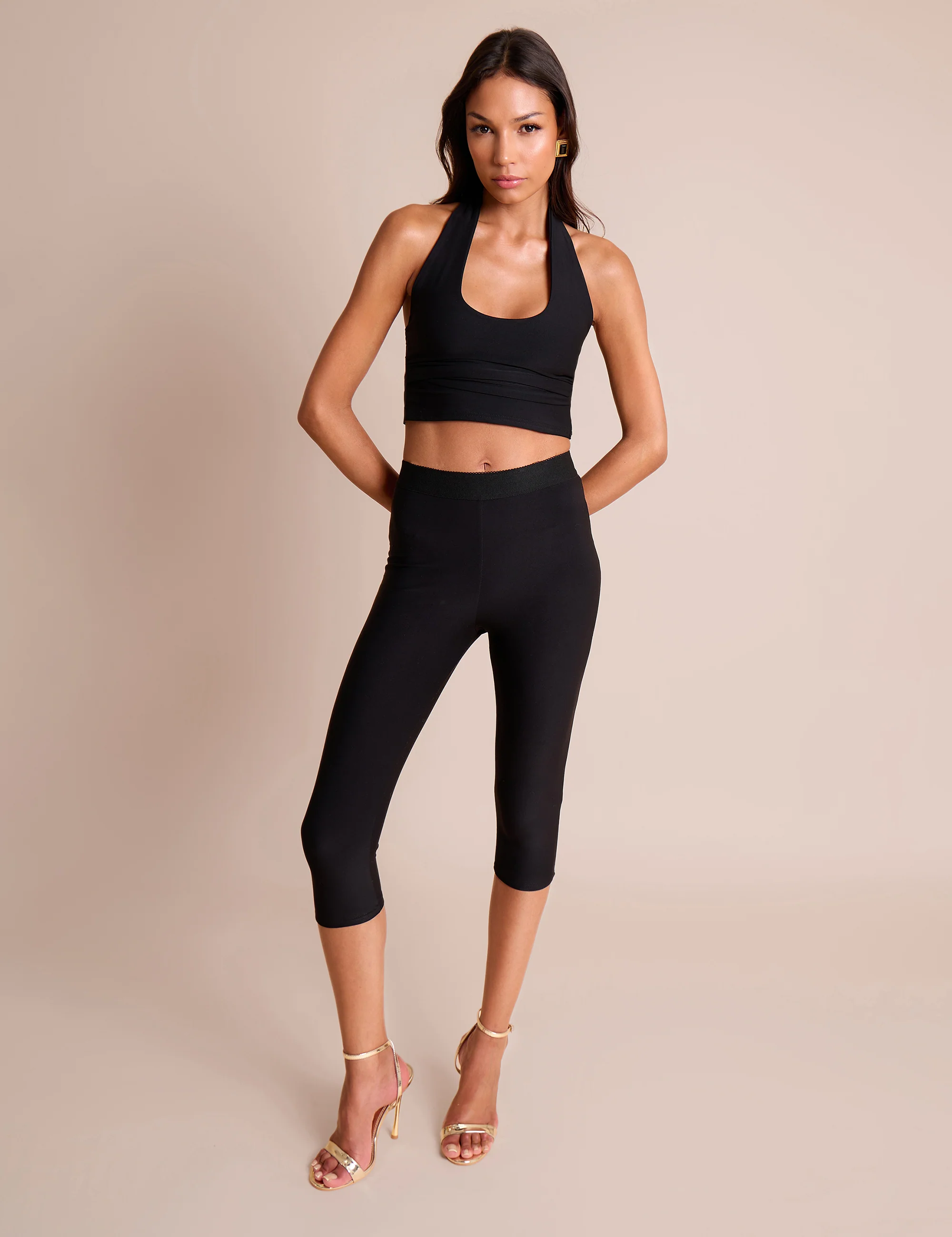 Halterneck Luxe Slinky Top Black - Image 6