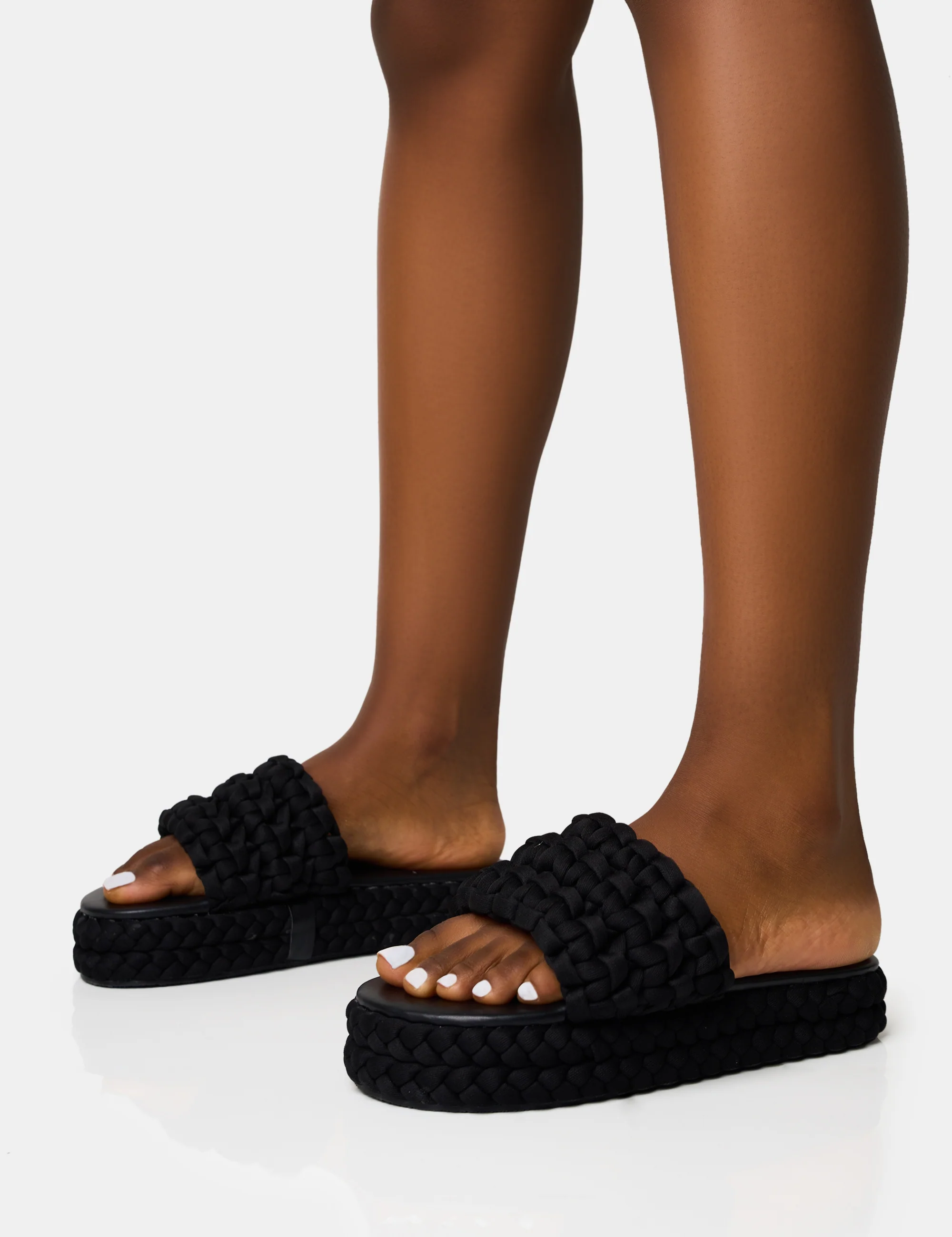Hattie Black Woven Platform Sandals - Image 3