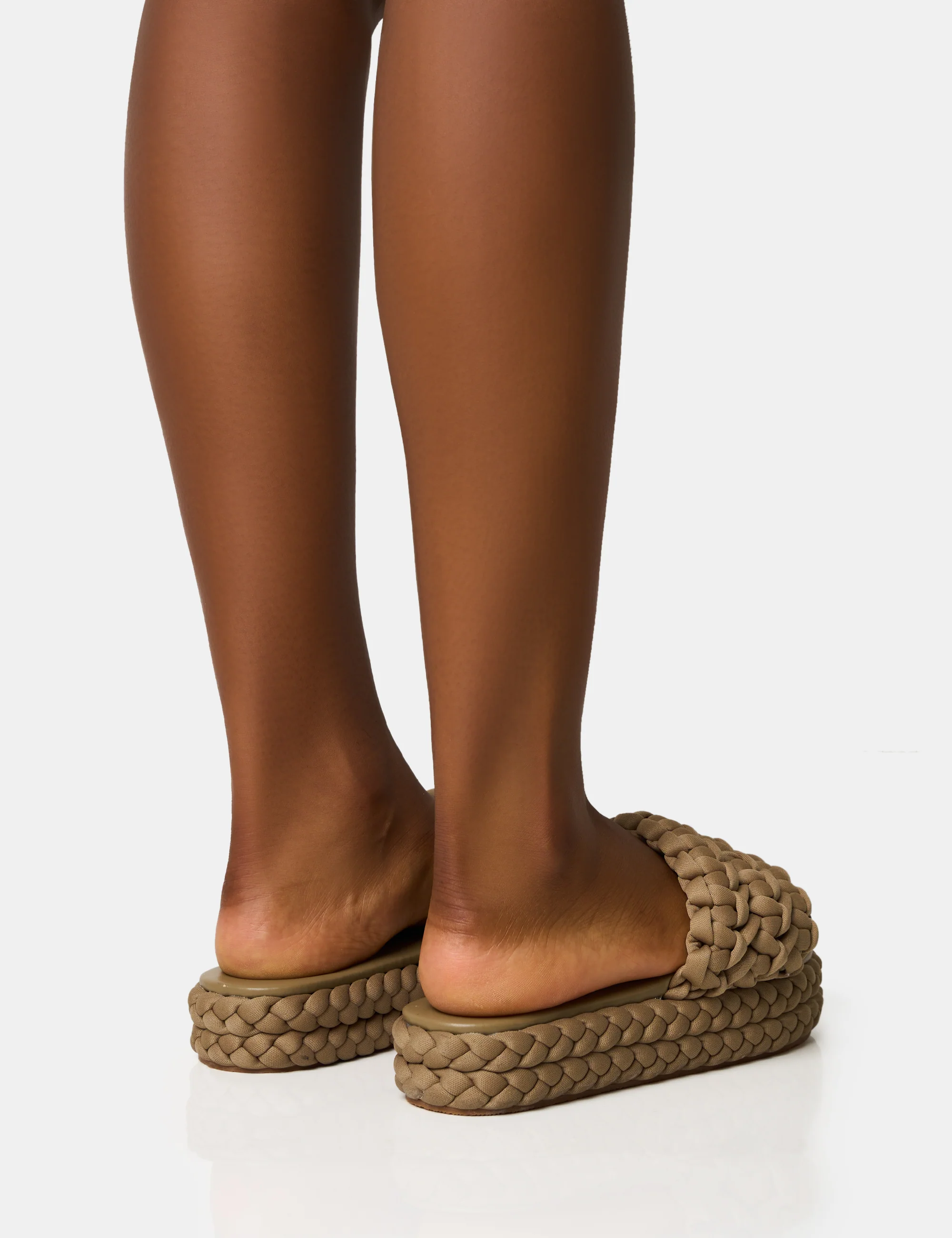 Hattie Khaki Woven Platform Sandals - Image 4