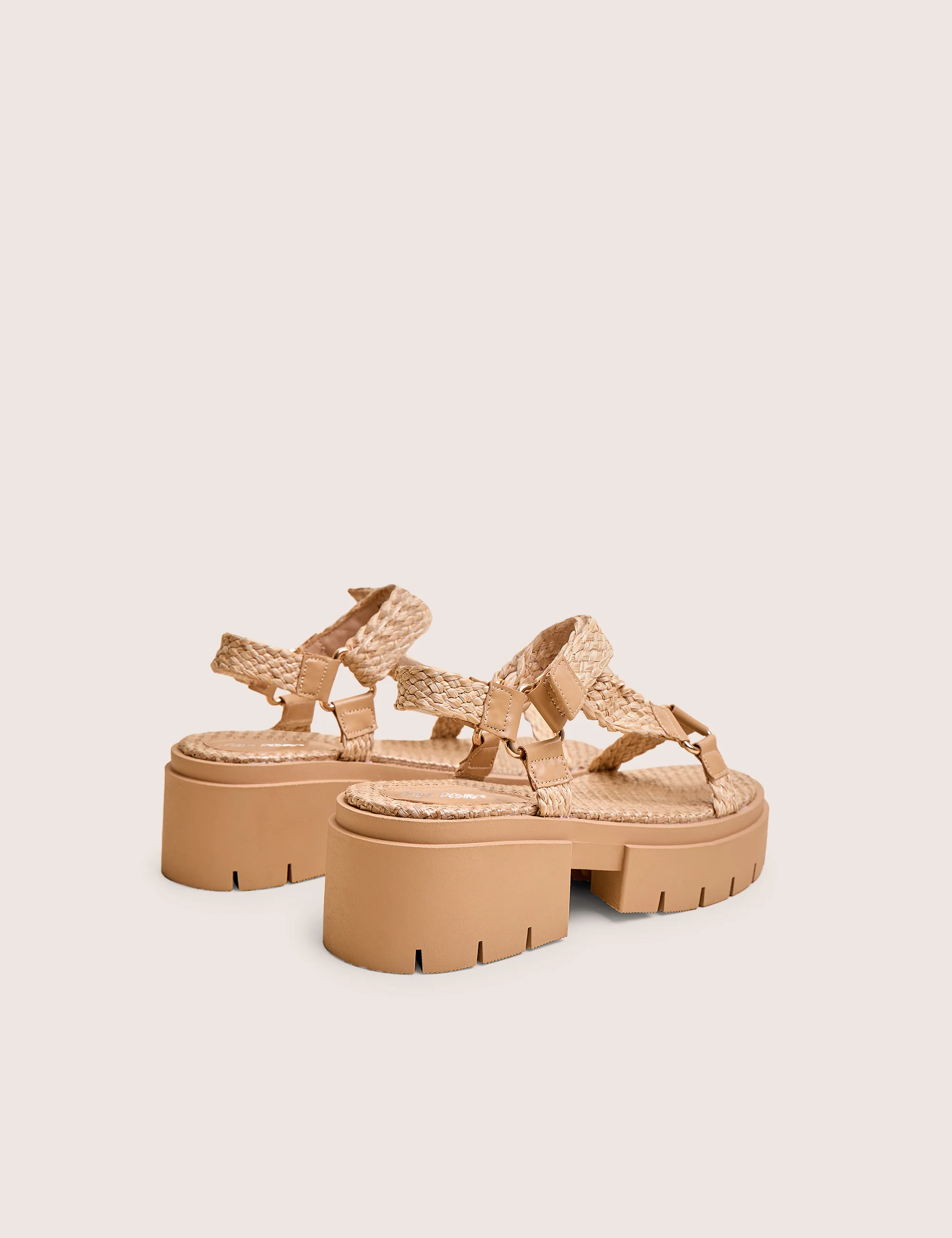 Hazard Natural Raffia Chunky Dad Sandals - Image 3