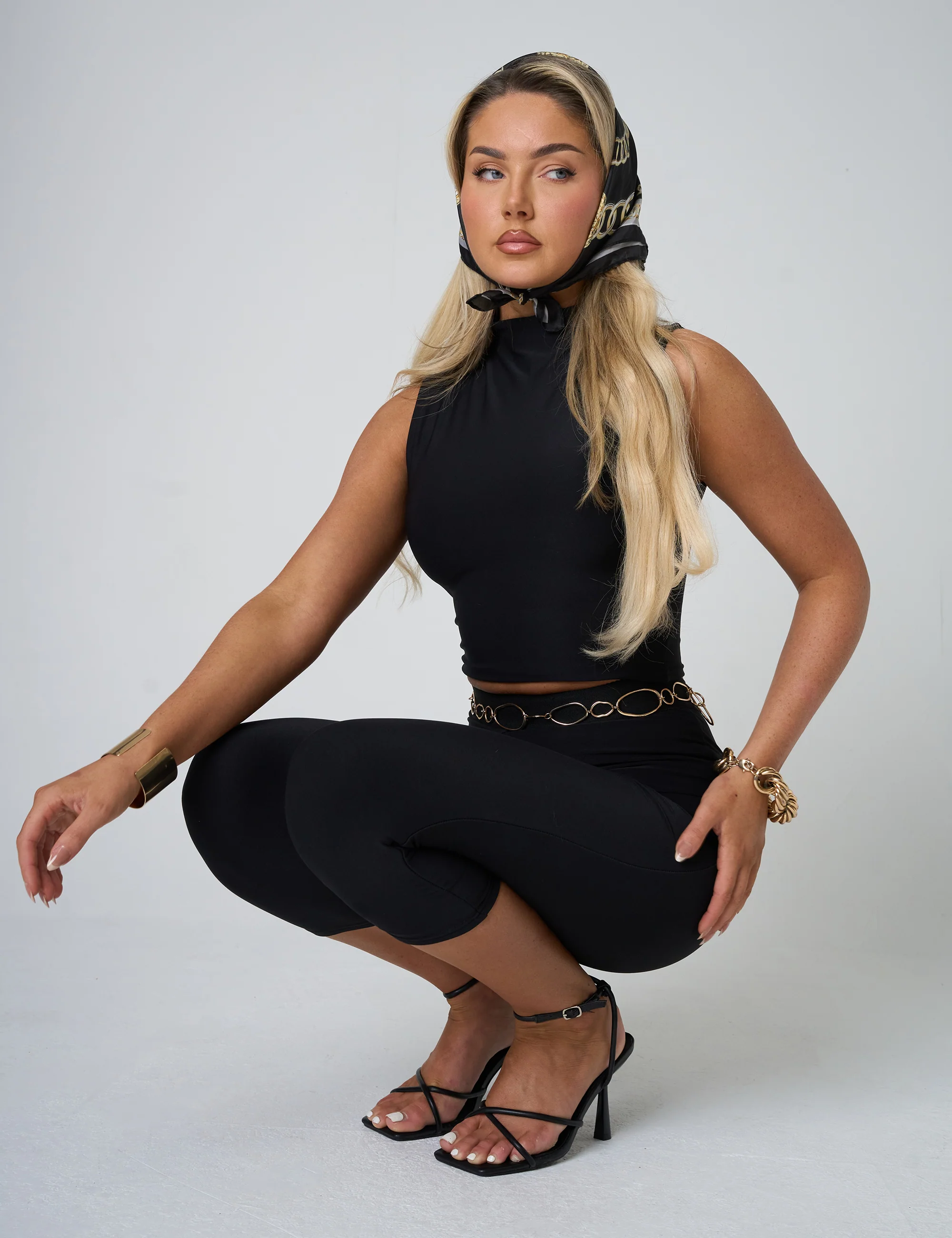 High Neck Luxe Slinky Crop Top Black - Image 11