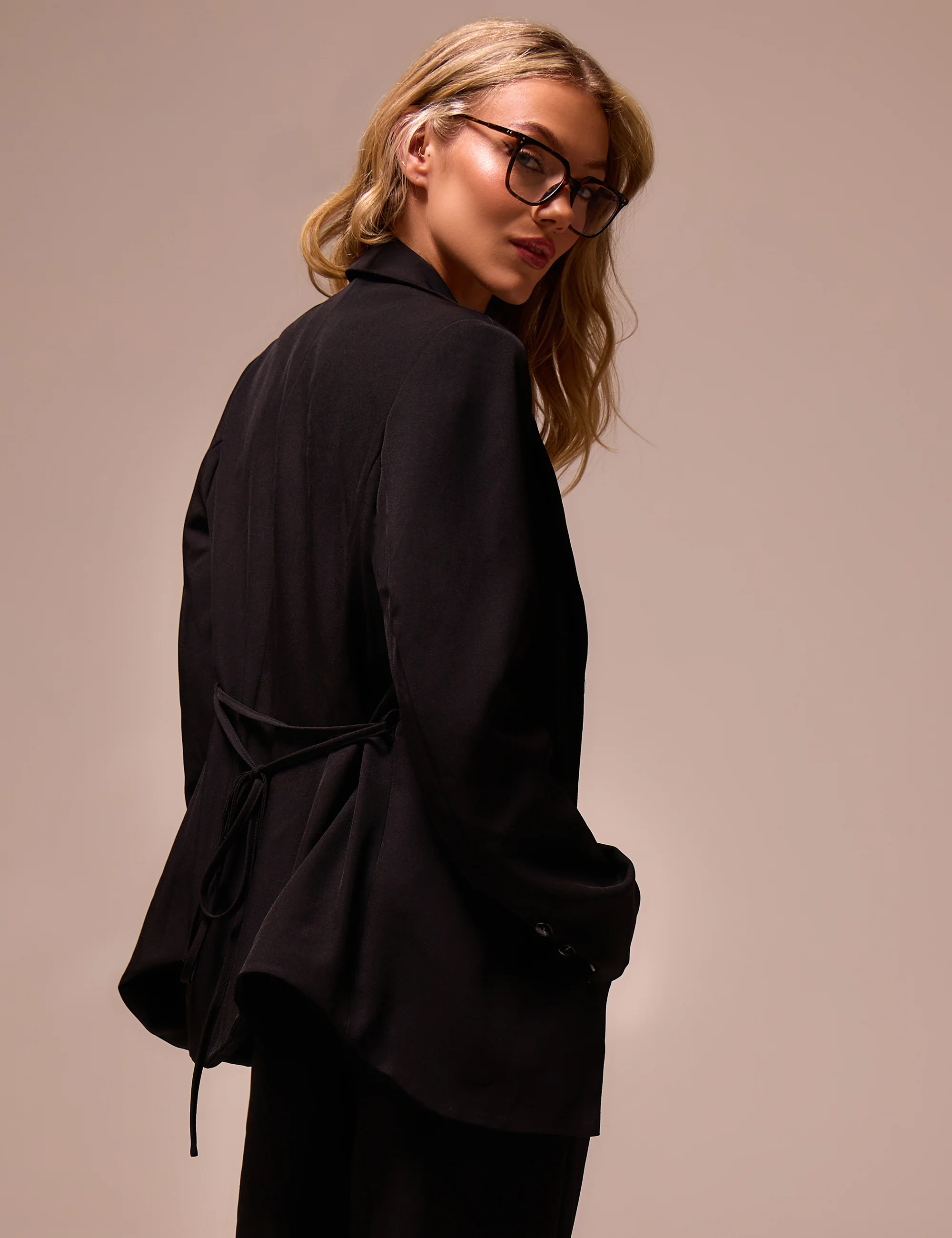 High Waist Tailored Wide Leg Trouser Black - Image 2