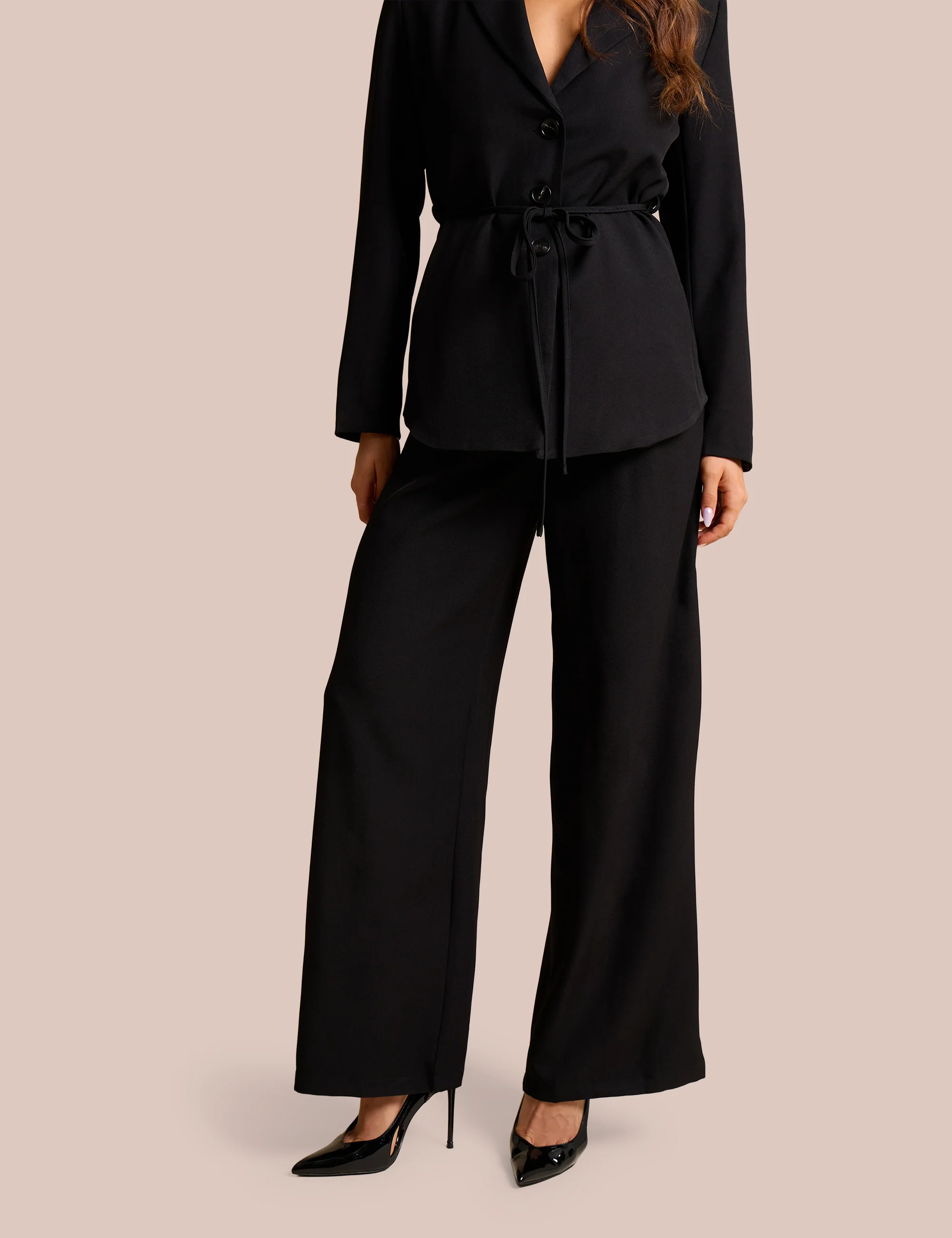 High Waist Tailored Wide Leg Trouser Black - Image 4