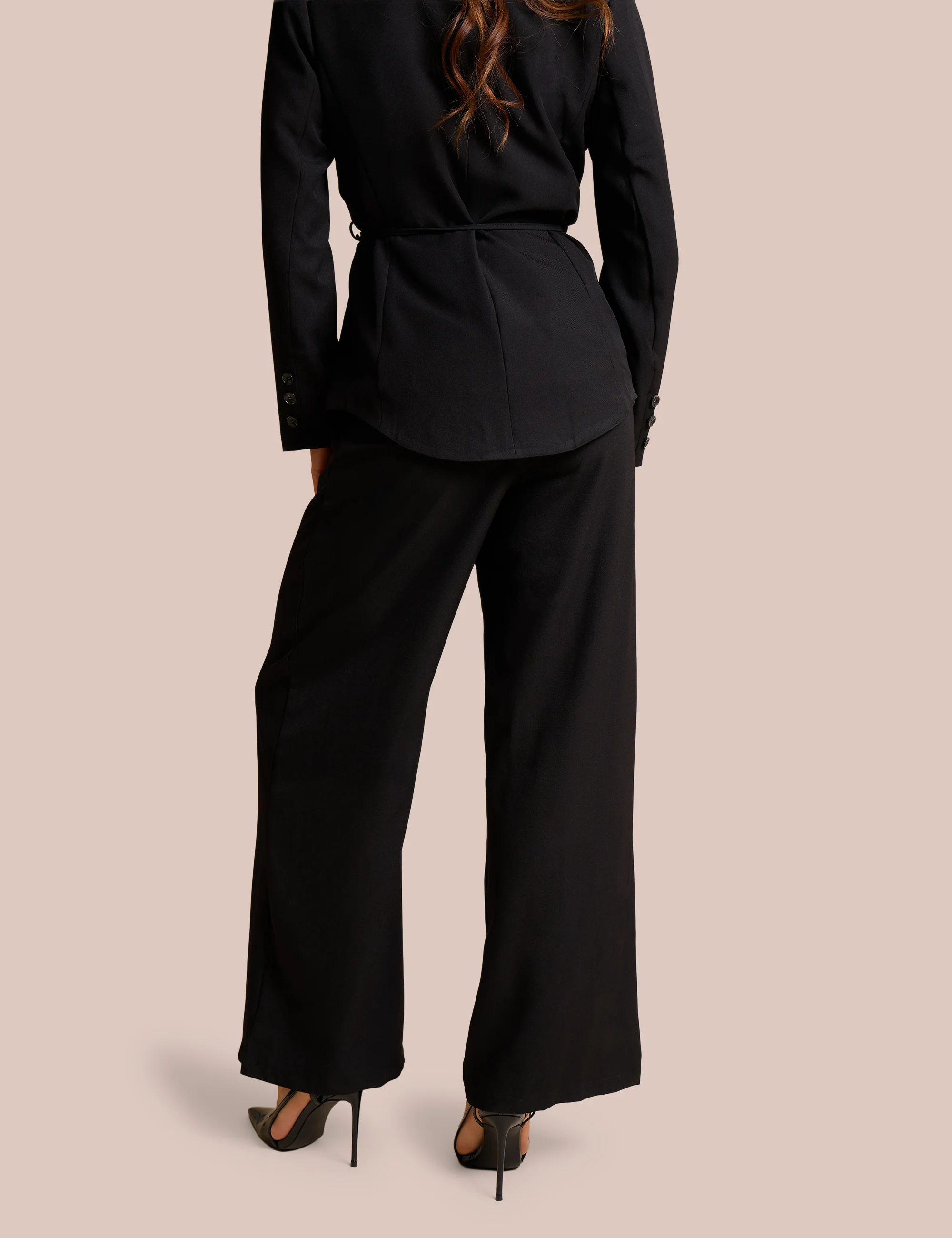 High Waist Tailored Wide Leg Trouser Black - Image 5