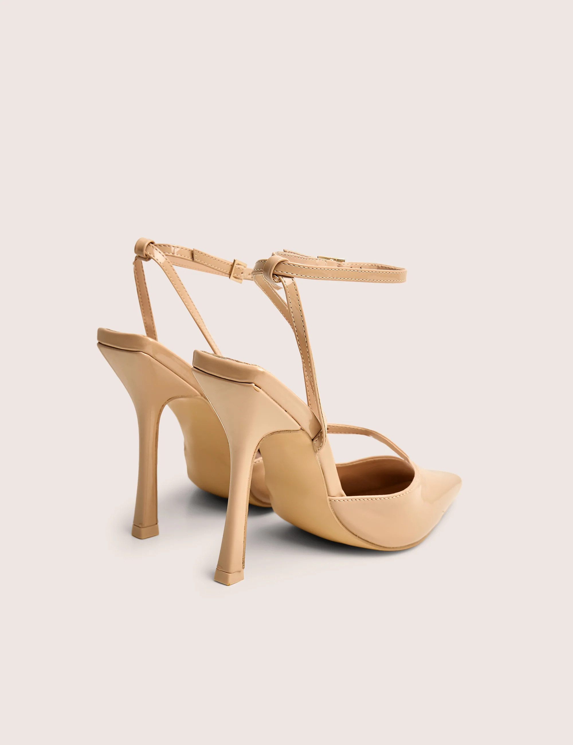 Idol Nude Patent Buckle Strappy Detail Stiletto Court High Heels - Image 3