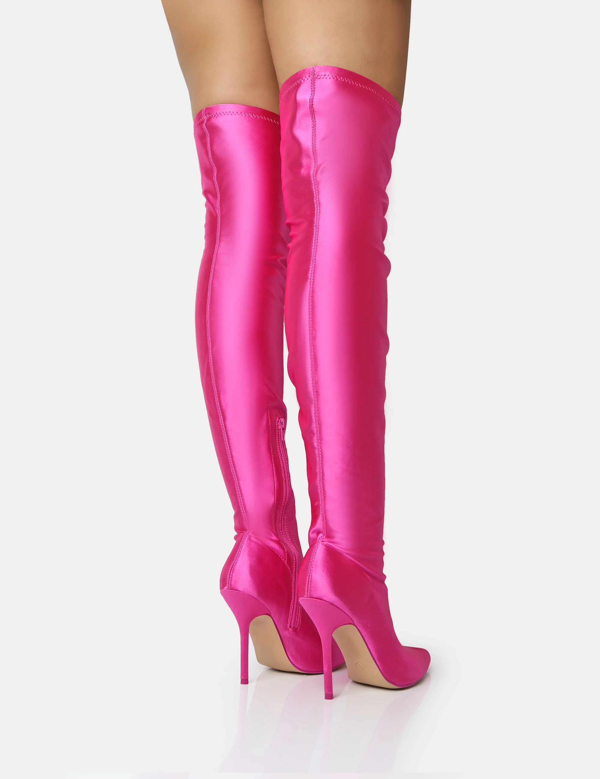 Instinct Pink Lycra Pointed Toe Stiletto Over The Knee Boots - Image 2
