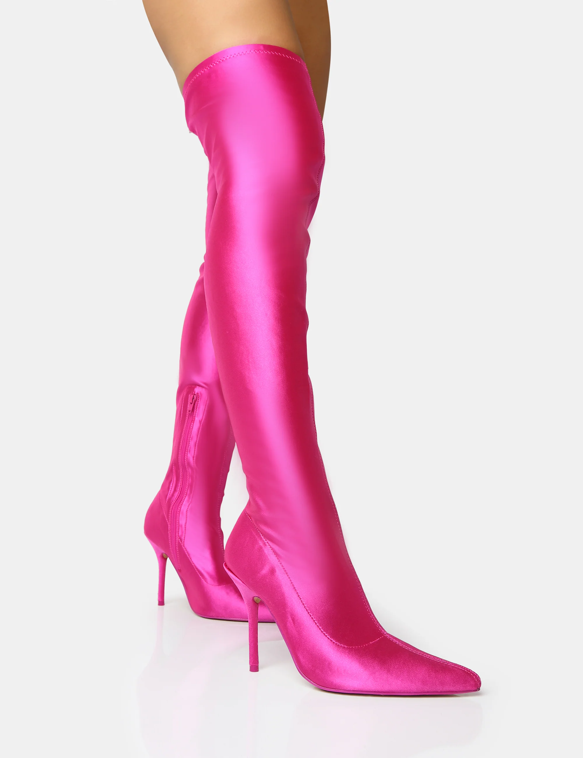Instinct Pink Lycra Pointed Toe Stiletto Over The Knee Boots - Image 4
