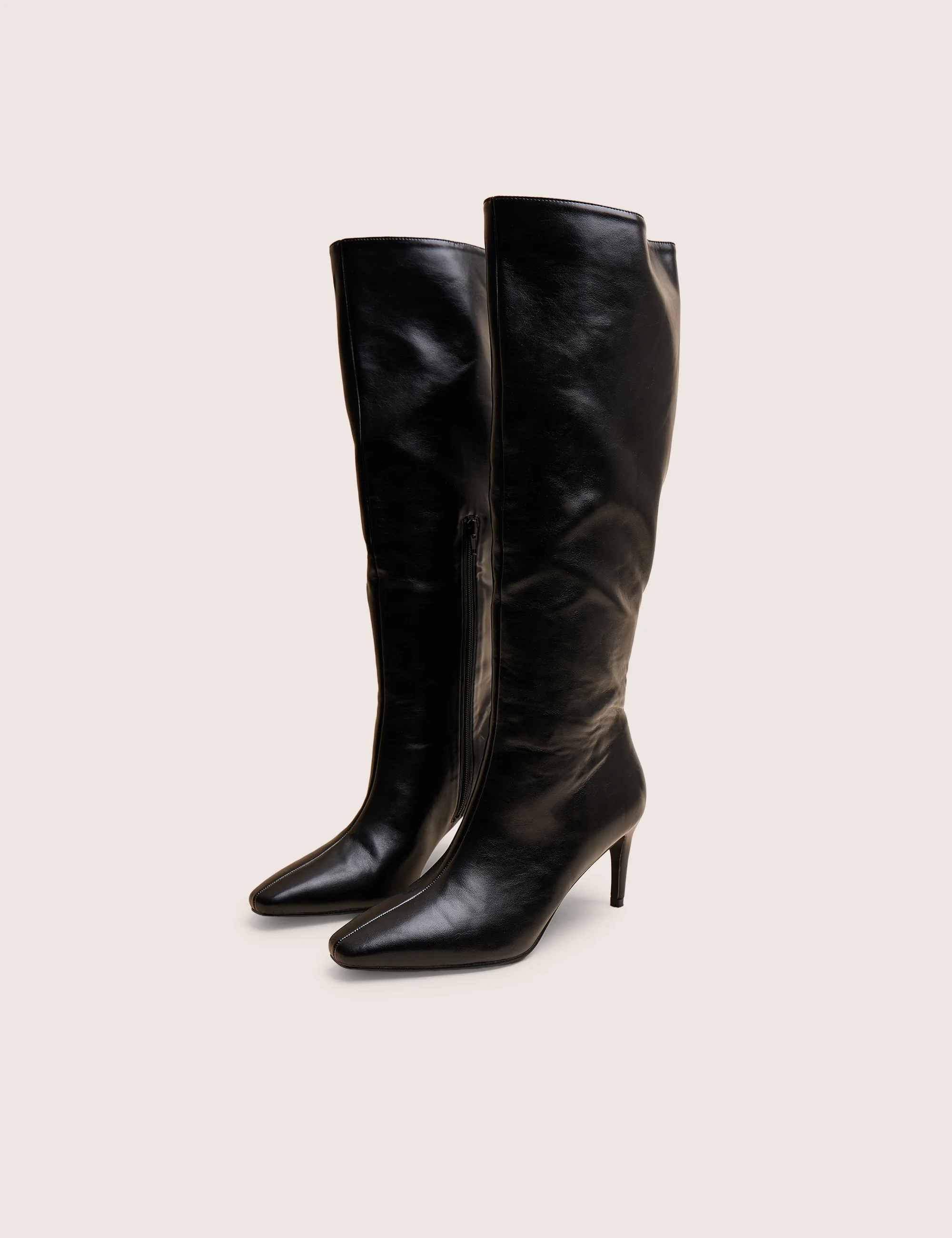 Jenny Black Curved Heel Knee High Boots - Image 3