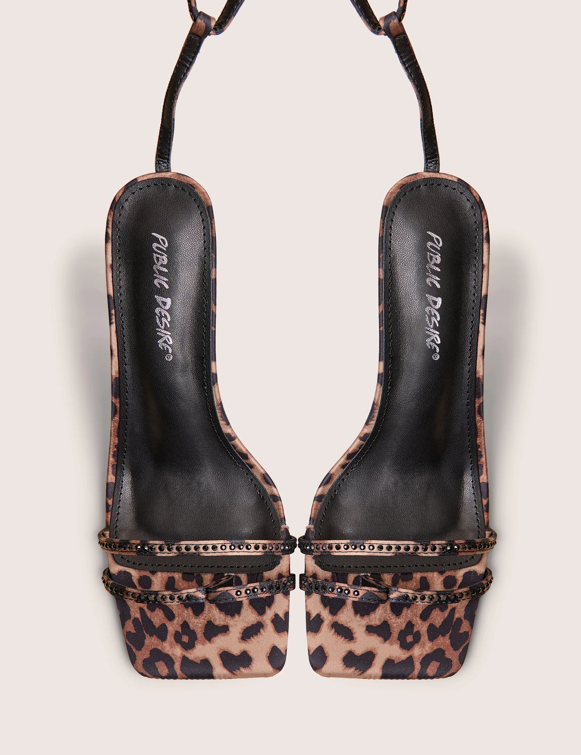 Jericho Leopard Toe Post Embellished Mid Heels - Image 2