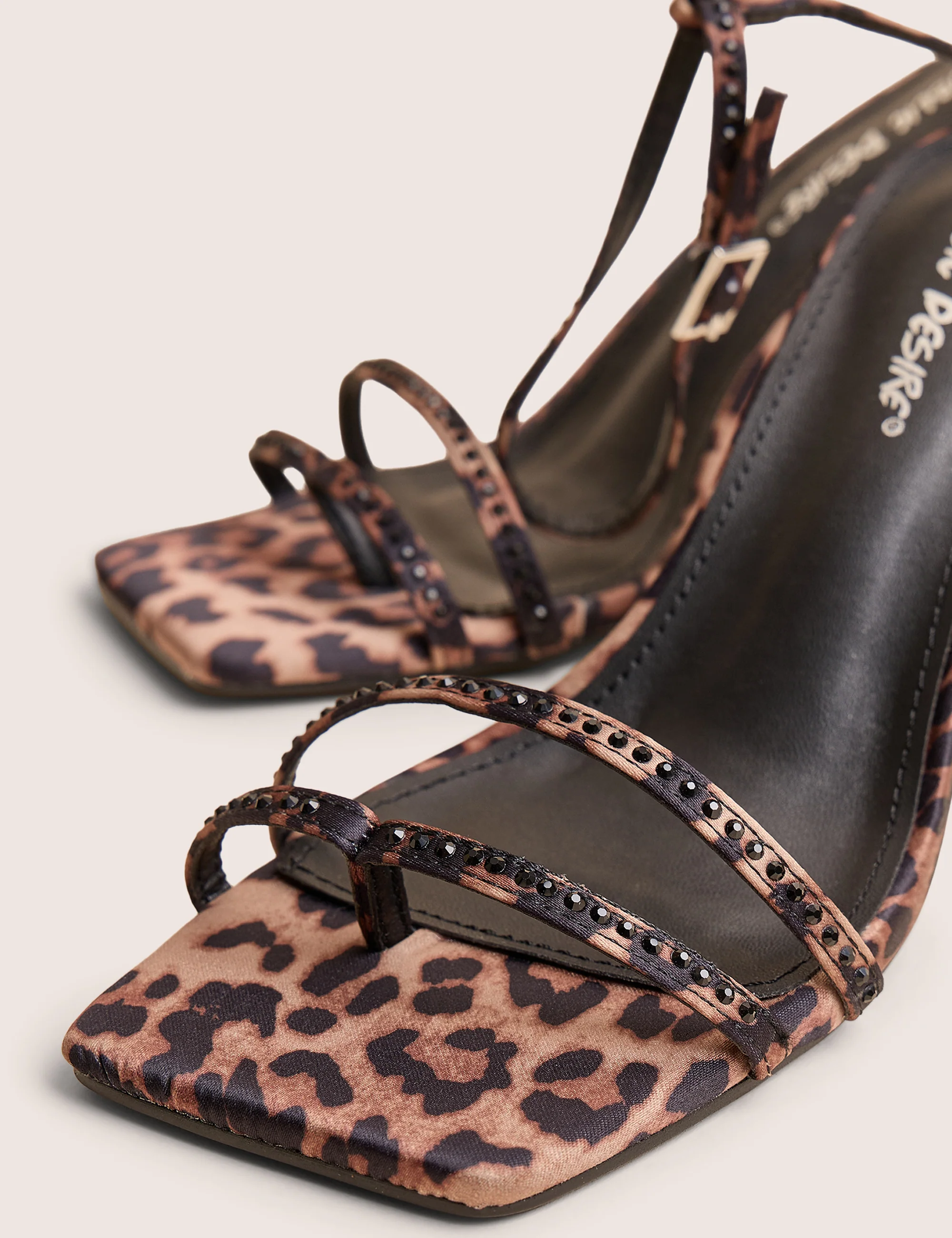 Jericho Leopard Toe Post Embellished Mid Heels - Image 4
