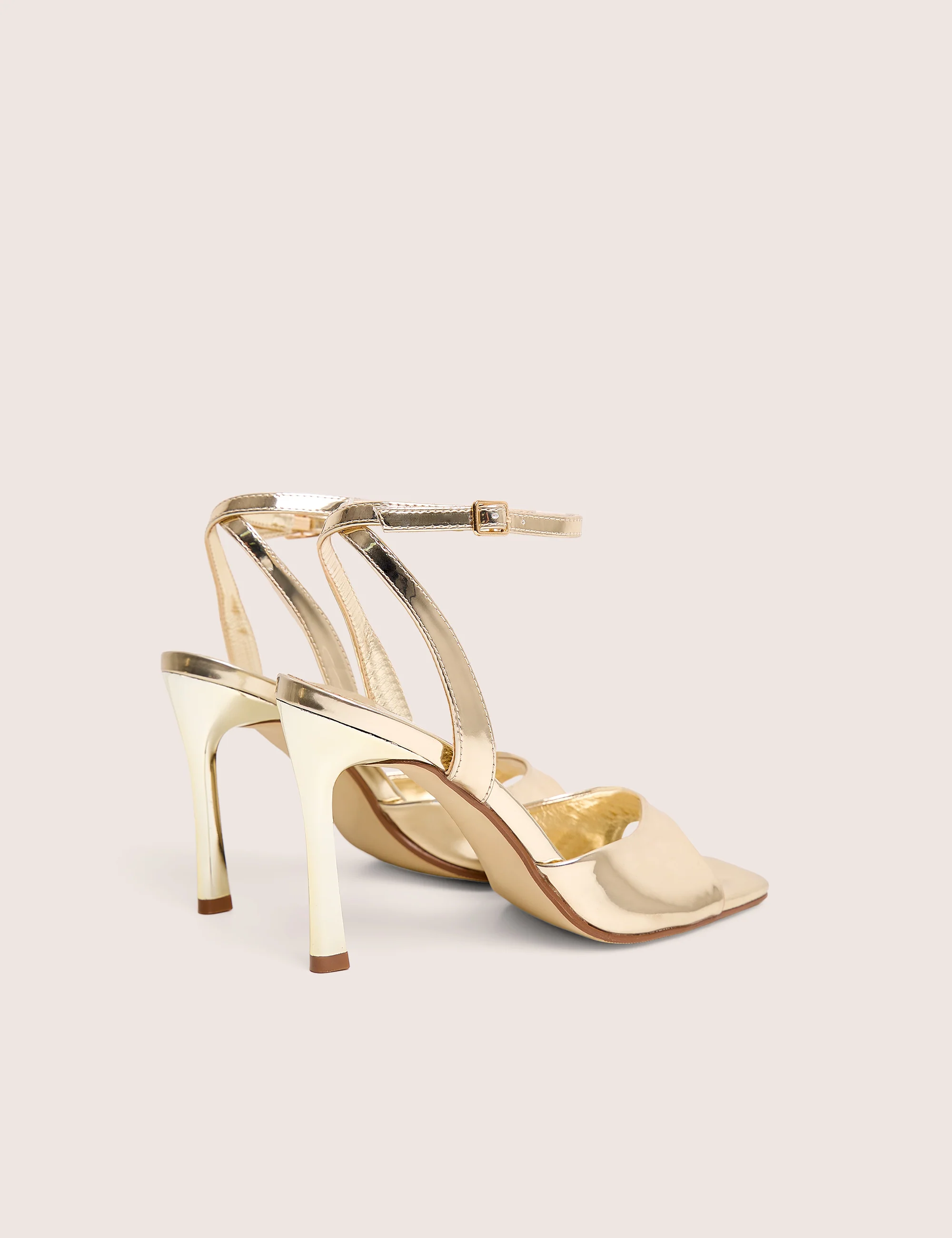 June Gold Ankle Strap Peep Toe Heels - Image 3