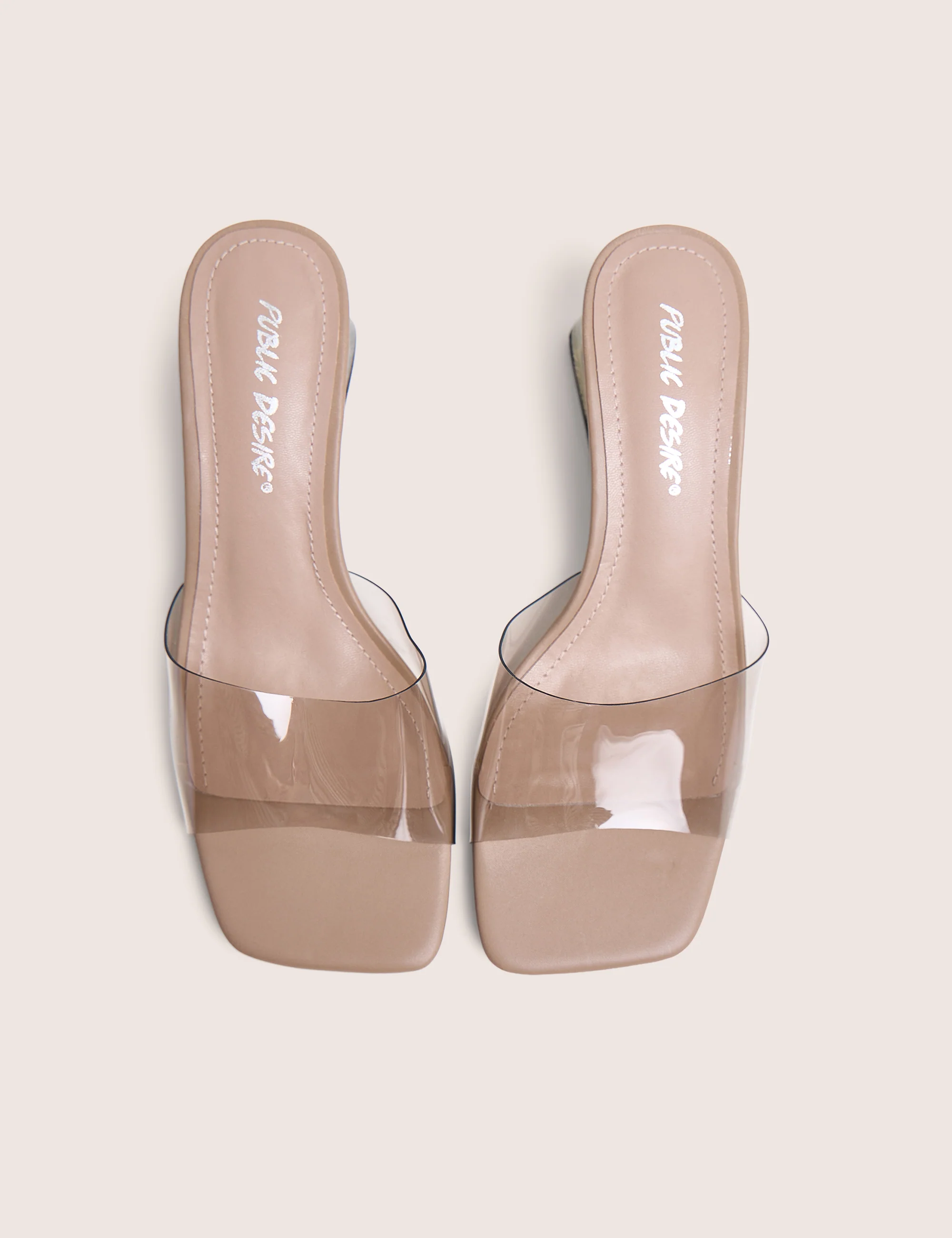 Juno Grey Perspex Slip on Mule Heels - Image 2
