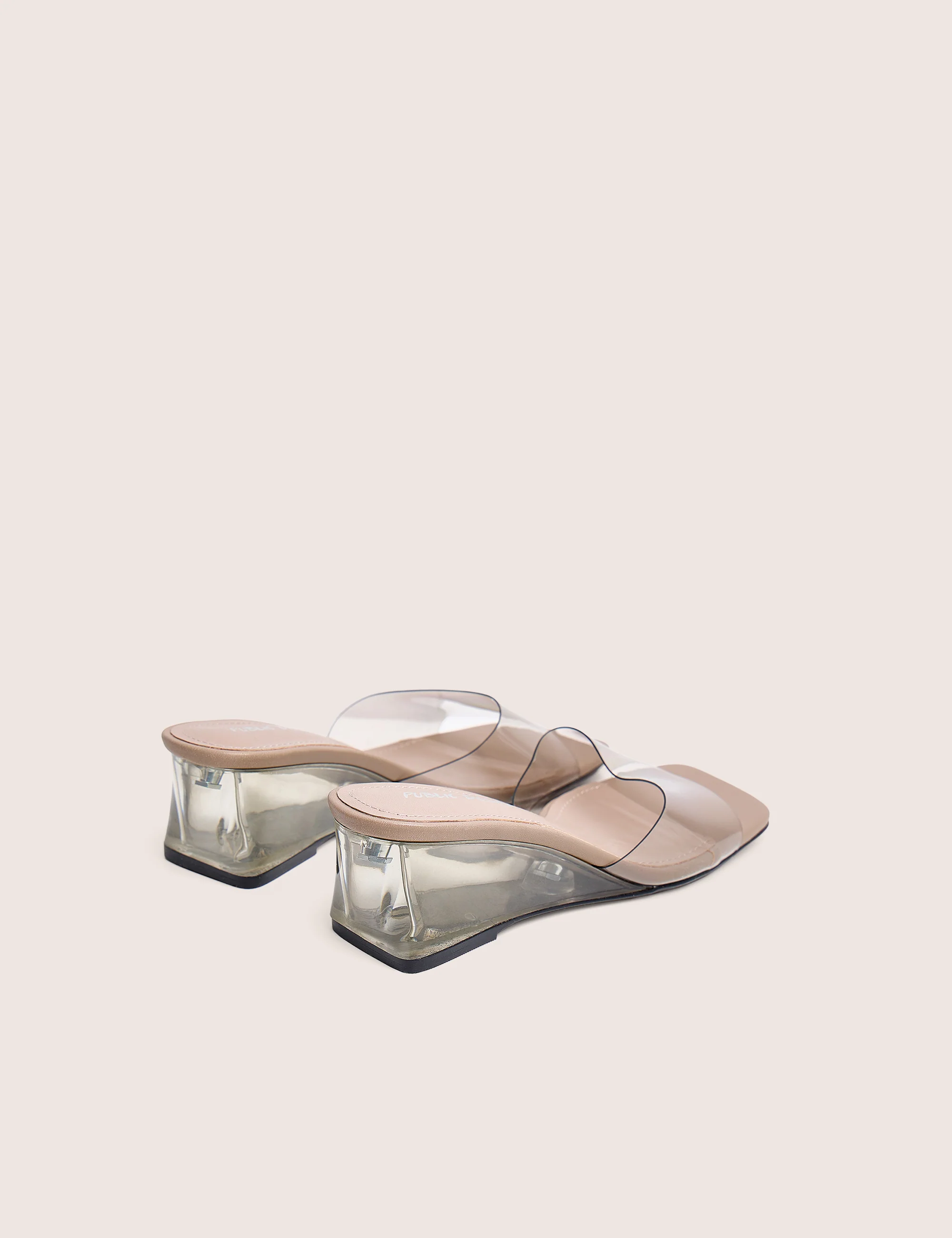Juno Grey Perspex Slip on Mule Heels - Image 3