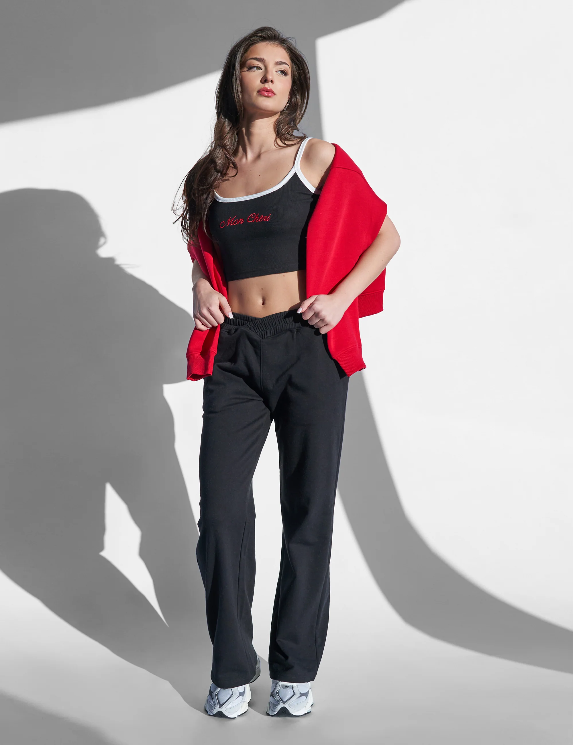 Kaiia Mon Cheri Rib Vest Top Black - Image 3