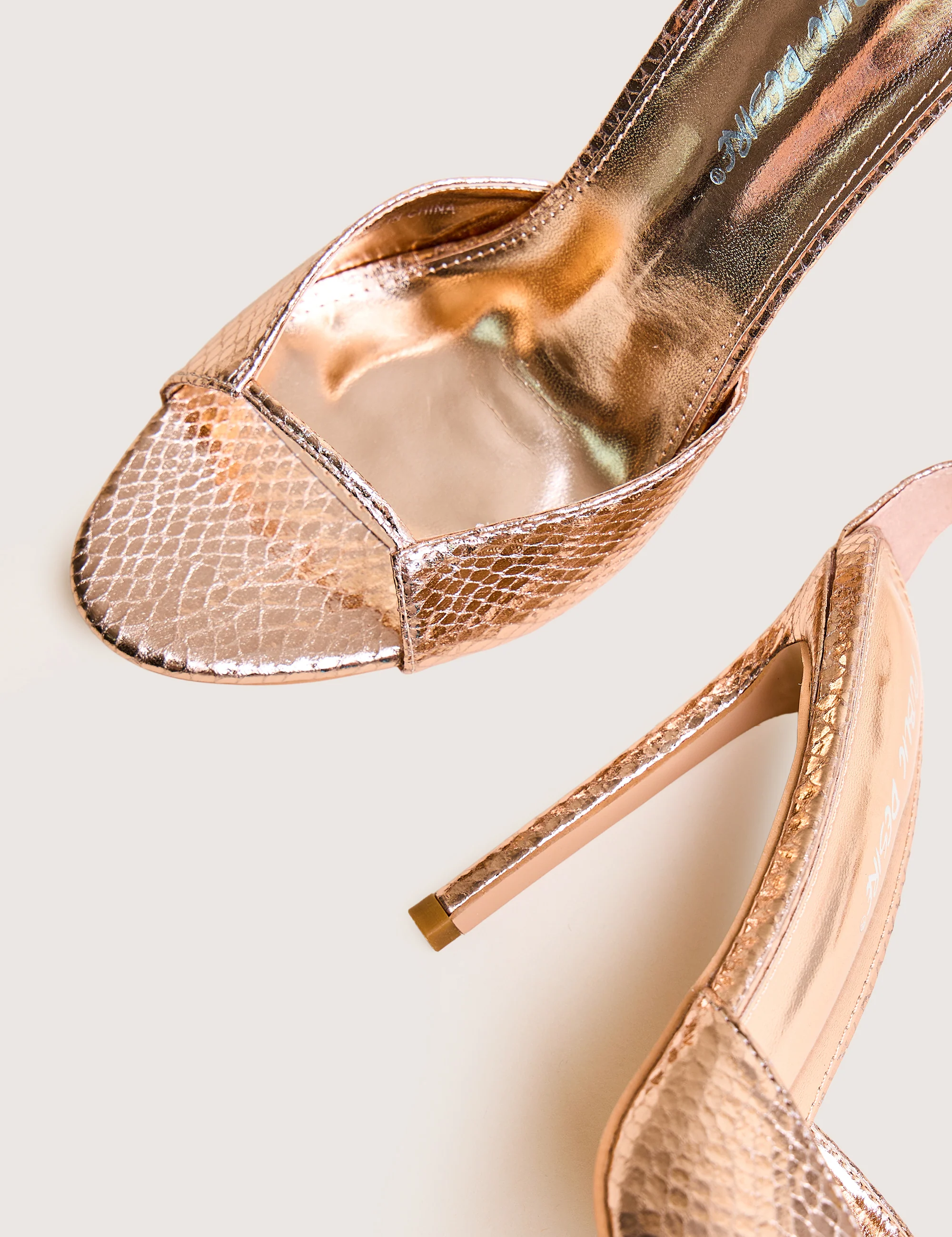 Kalisto Gold Snake Pu Lace Up Round Toe Mid Heels - Image 4