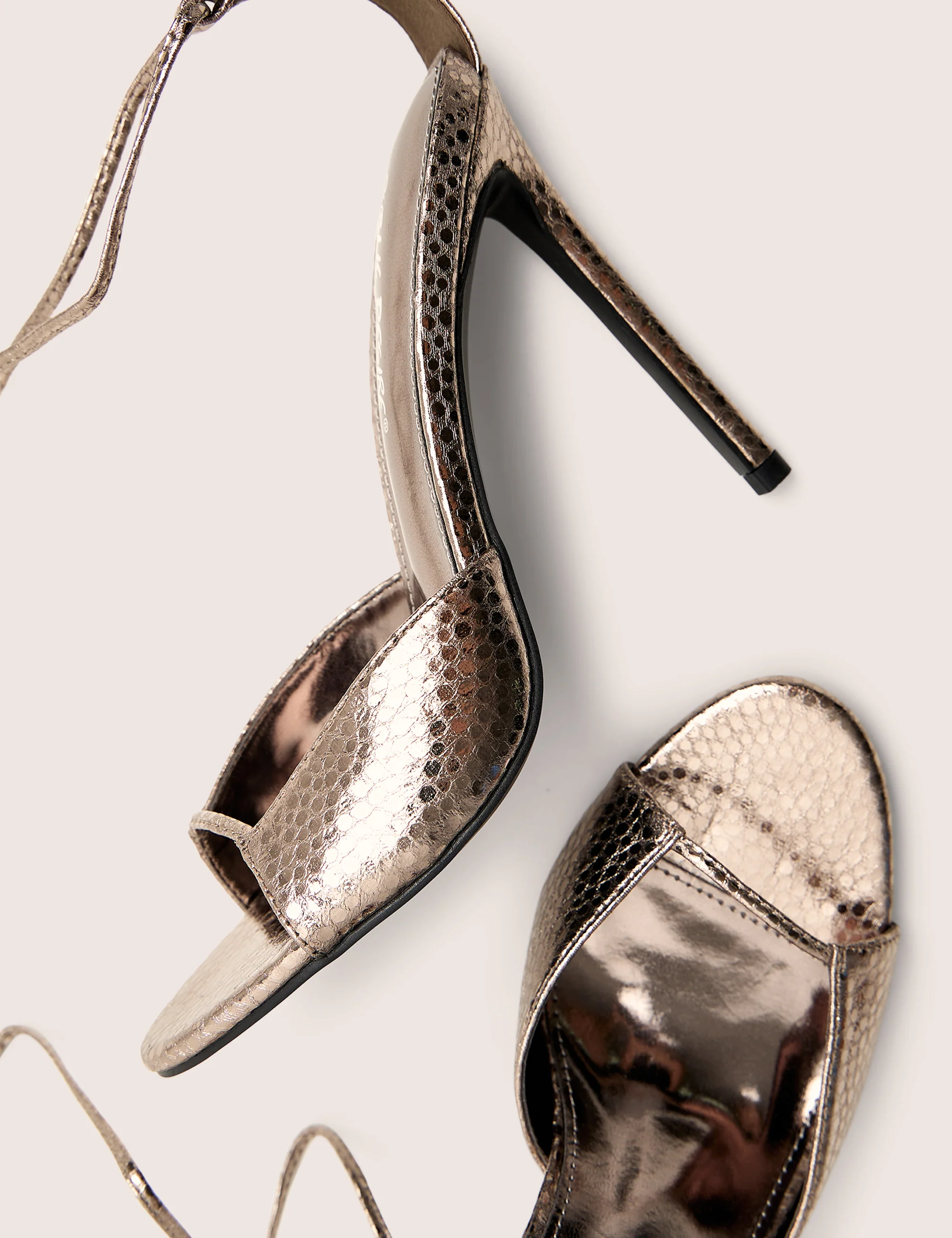 Kalisto Pewter Tie Wrap Around Mule Heels - Image 4