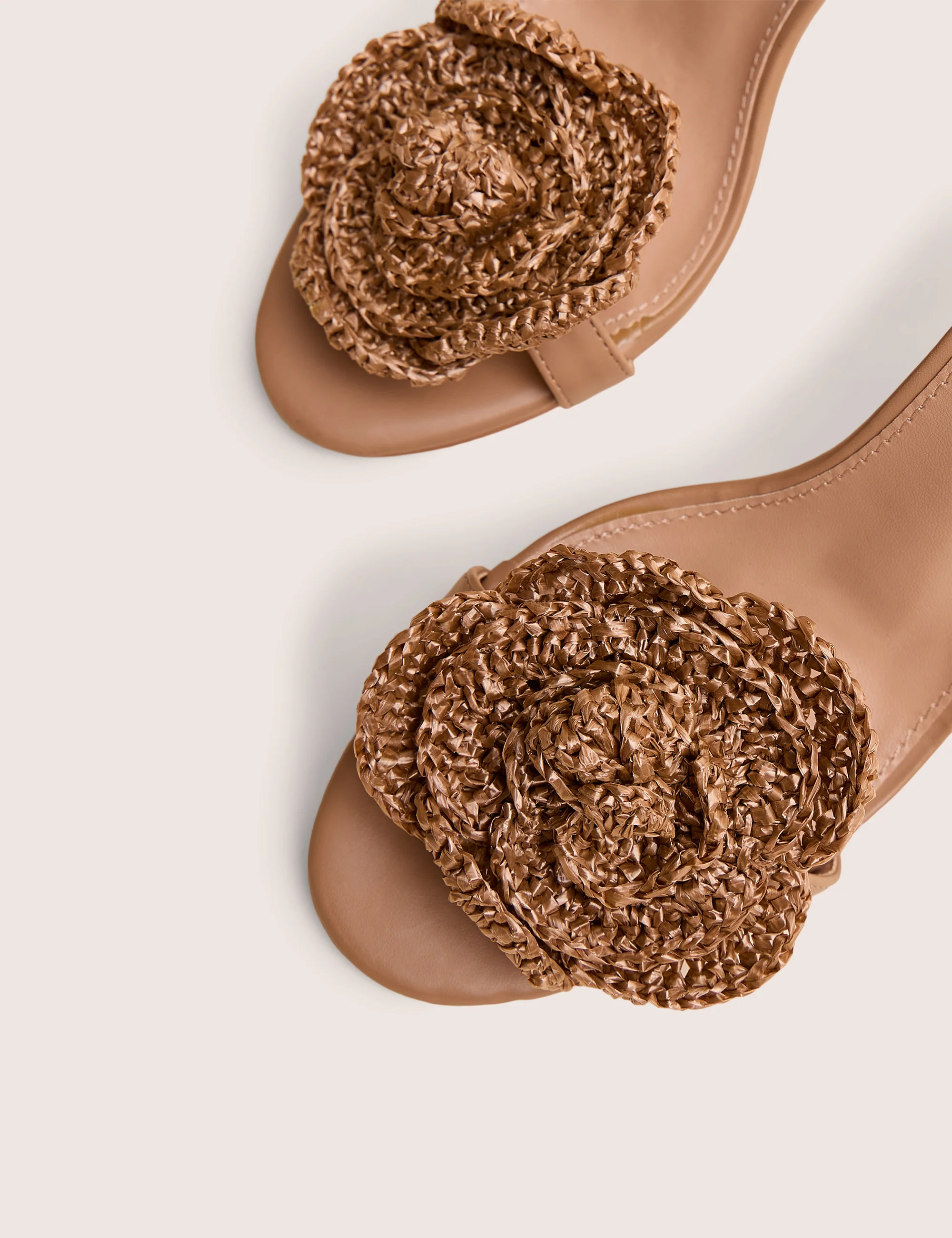 Karla Natural Raffia Flower Barely There Lace Up Stiletto Heel - Image 4