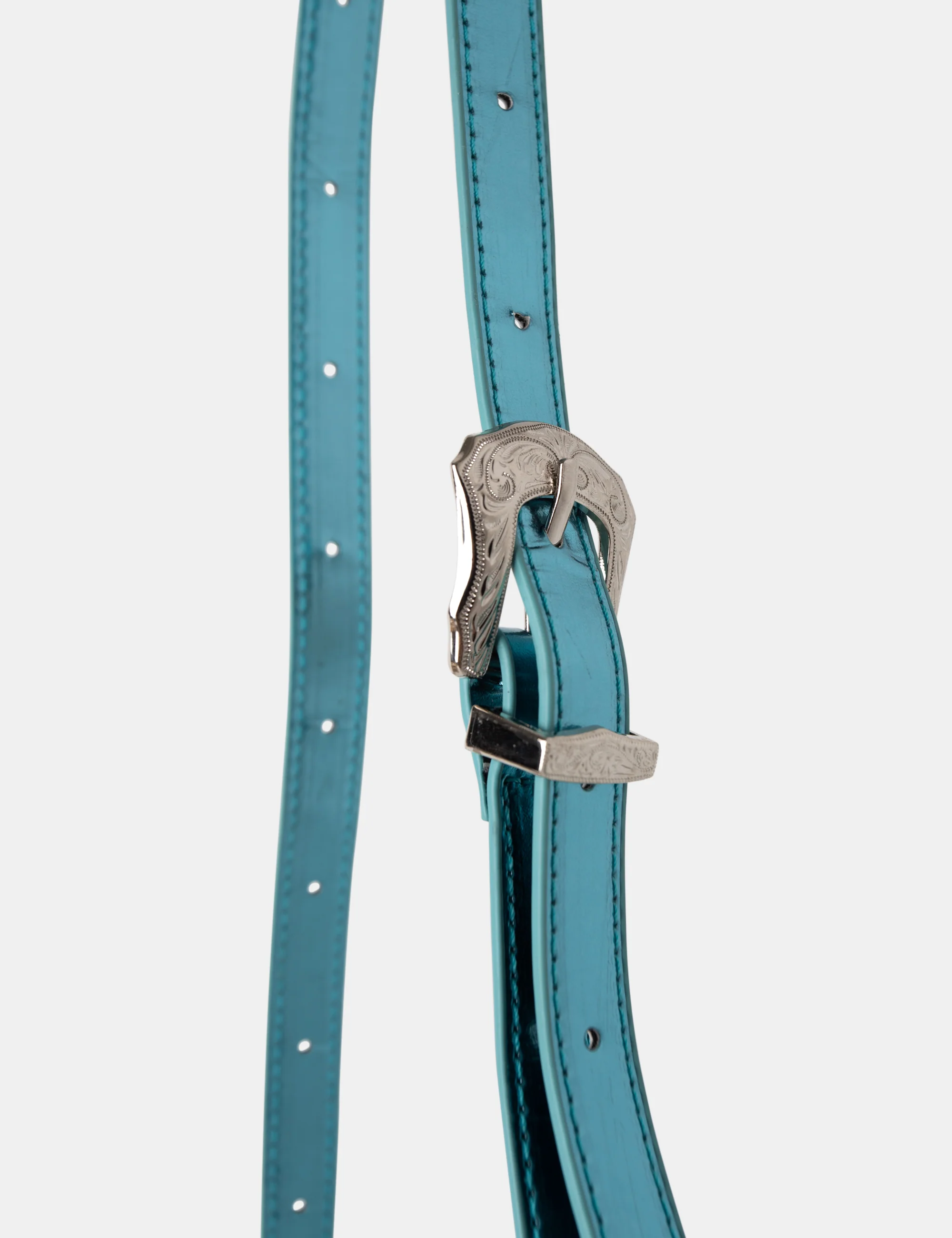 The Kass Metallic Blue Western Adjustable Shoulder Crossbody Bag - Image 3