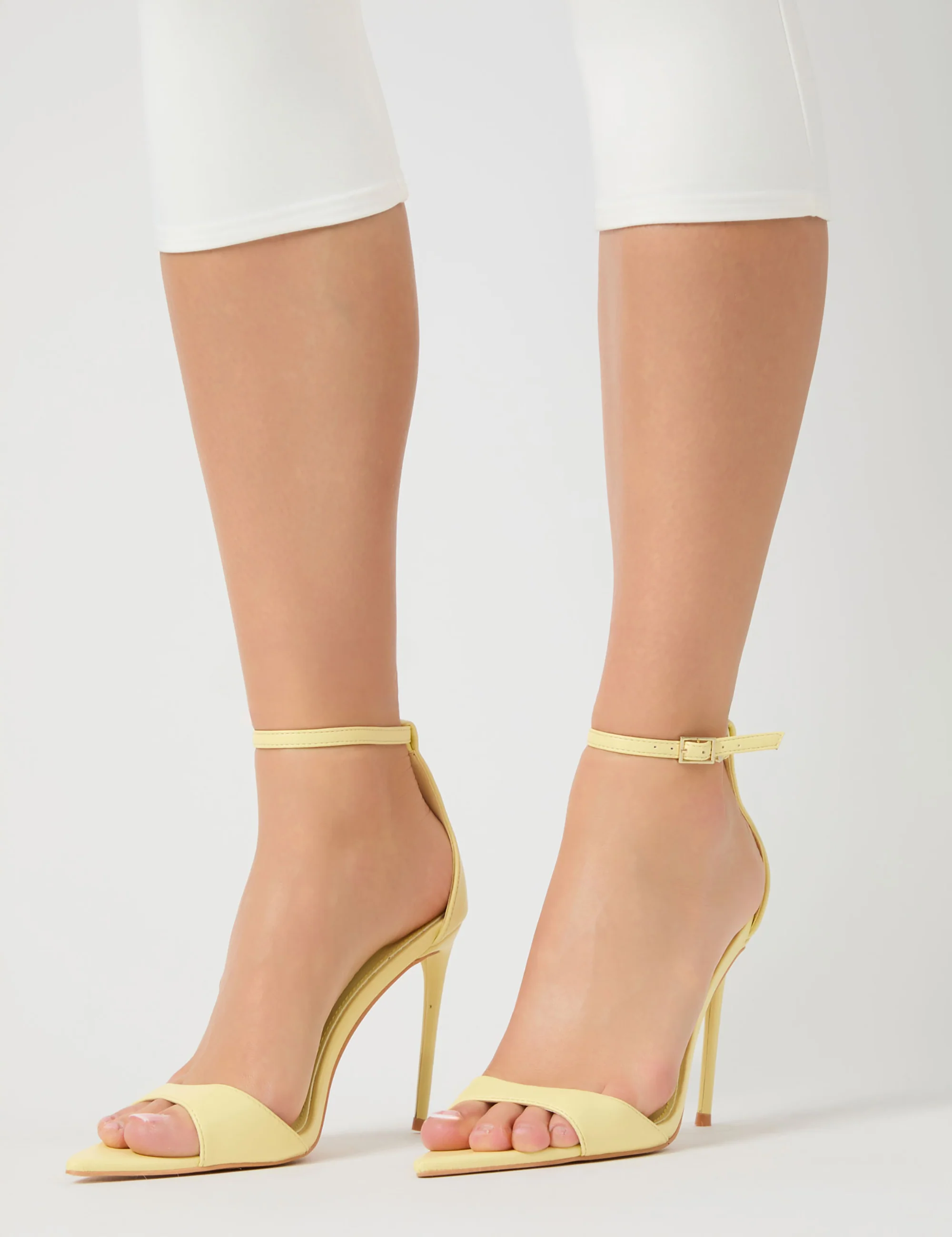 Kelisa Lemon Pu Pointed Toe Barely There Stiletto High Heels - Image 5