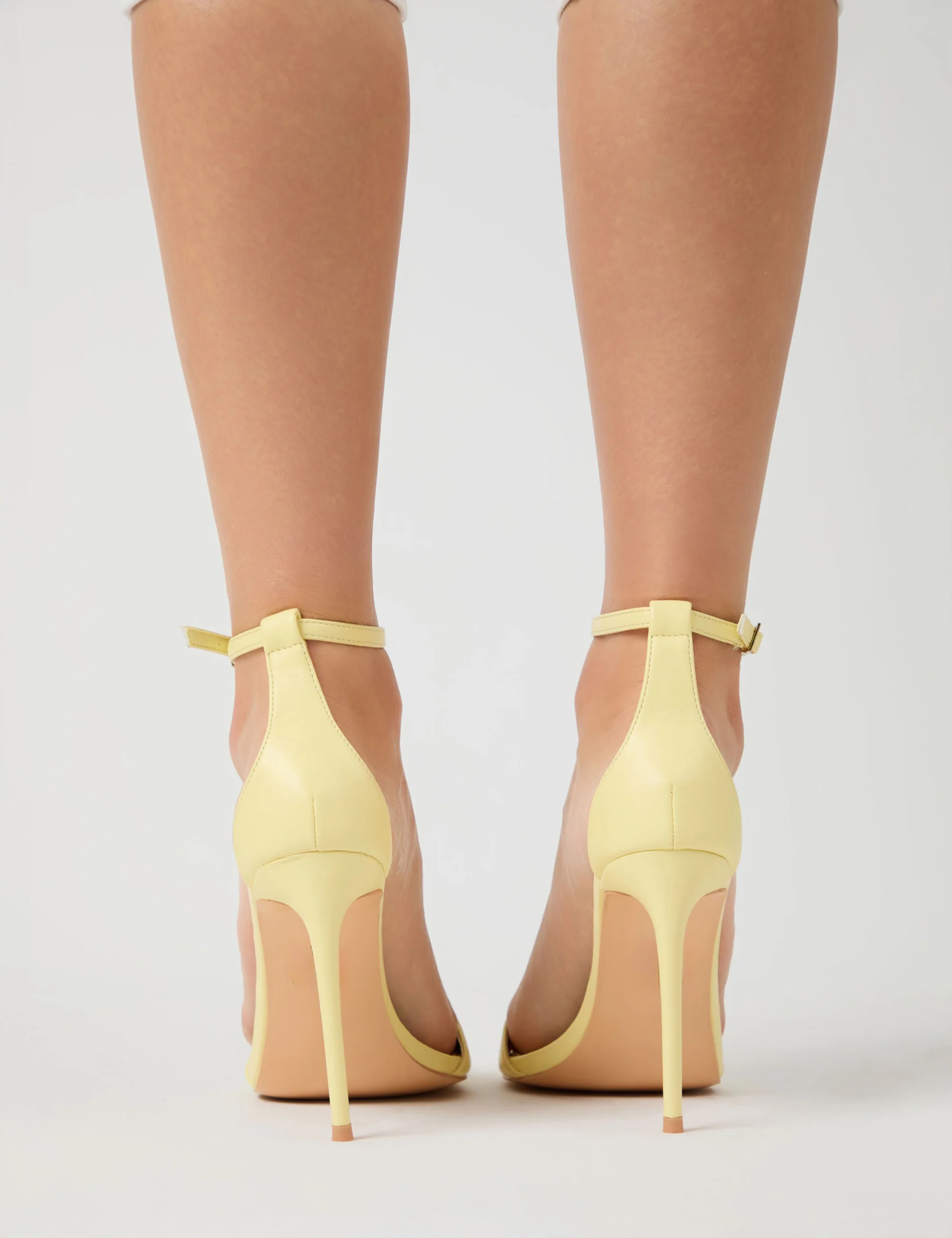 Kelisa Lemon Pu Pointed Toe Barely There Stiletto High Heels - Image 8