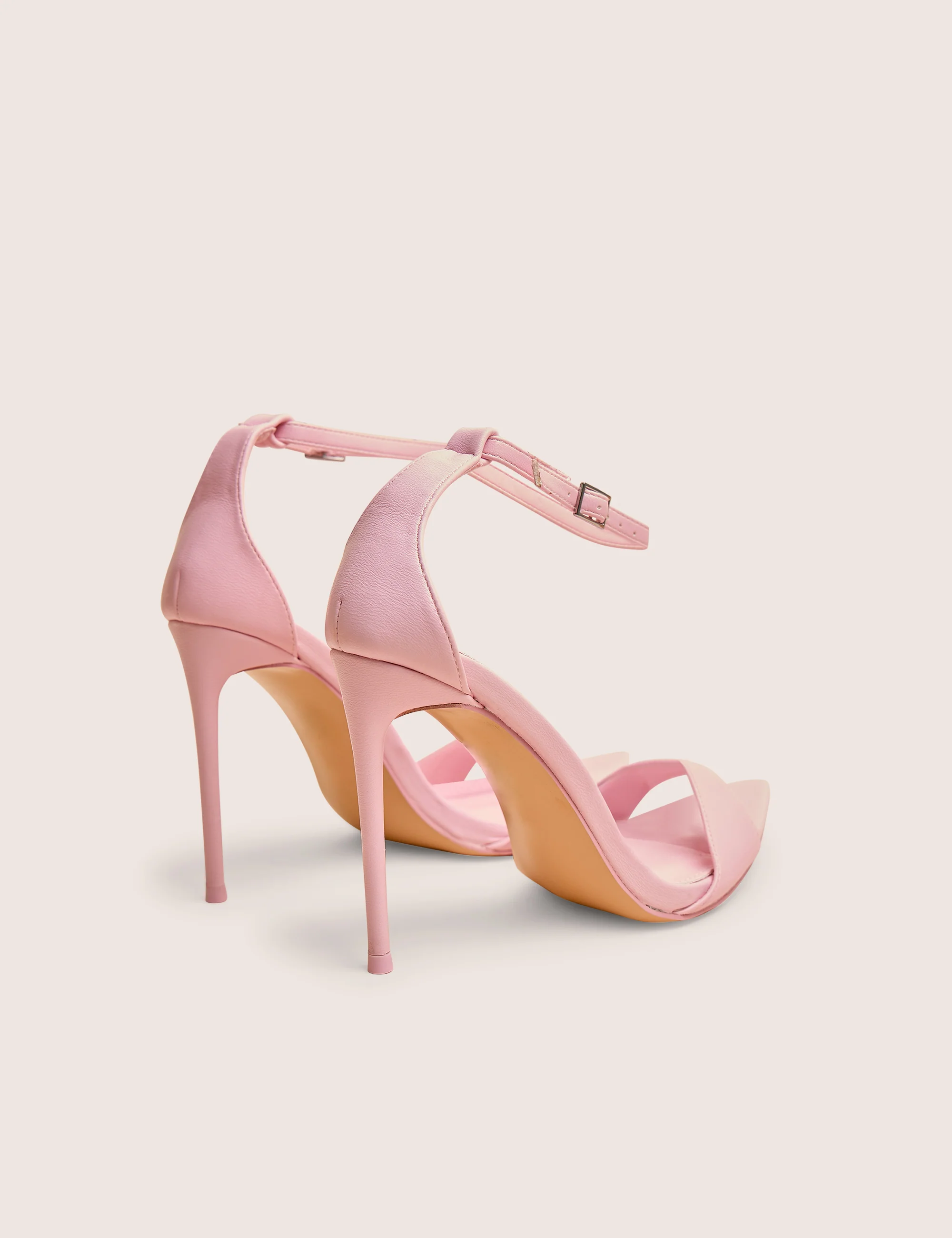 Kelisa Pink Pu Pointed Toe Barely There Stiletto High Heels - Image 3