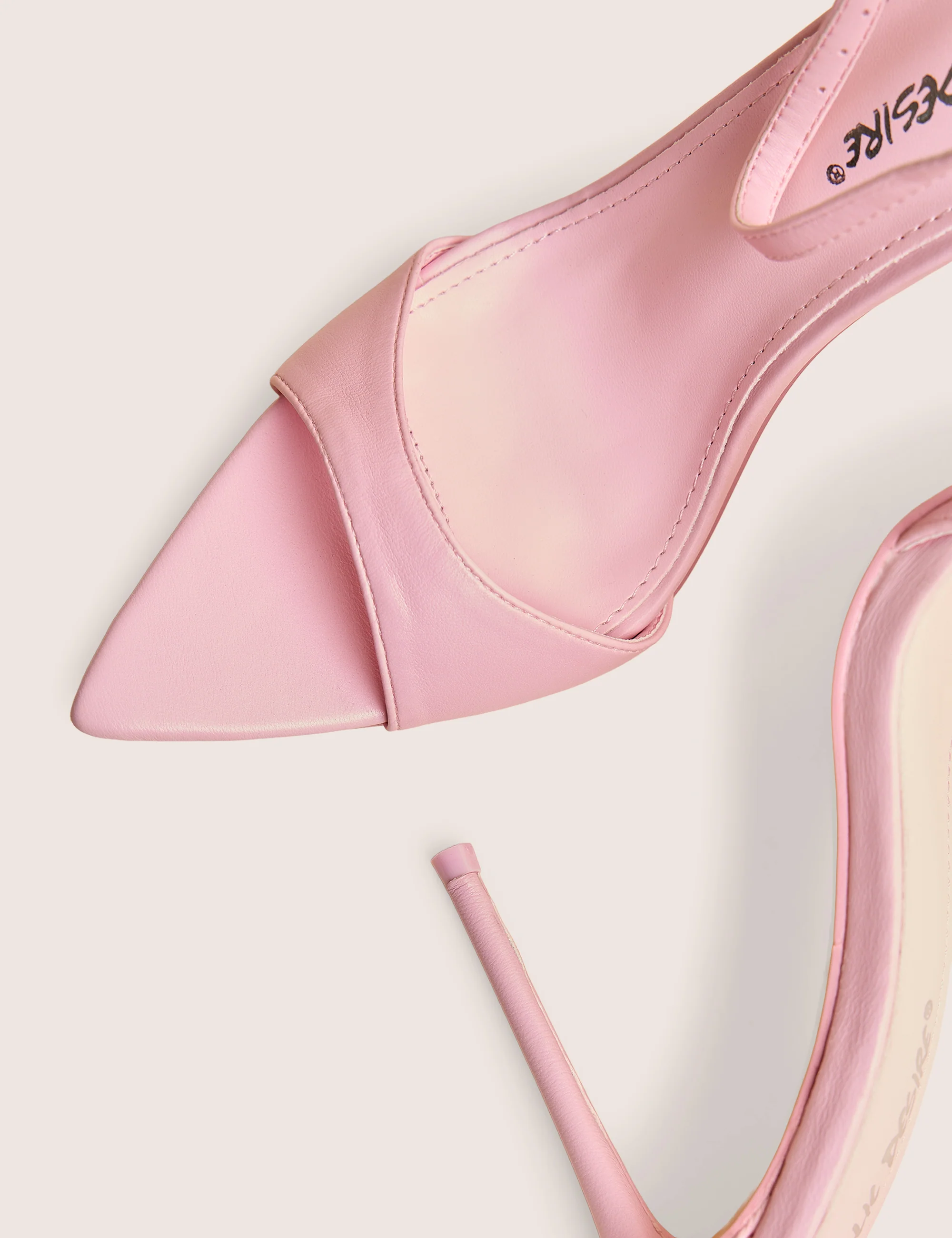 Kelisa Pink Pu Pointed Toe Barely There Stiletto High Heels - Image 4
