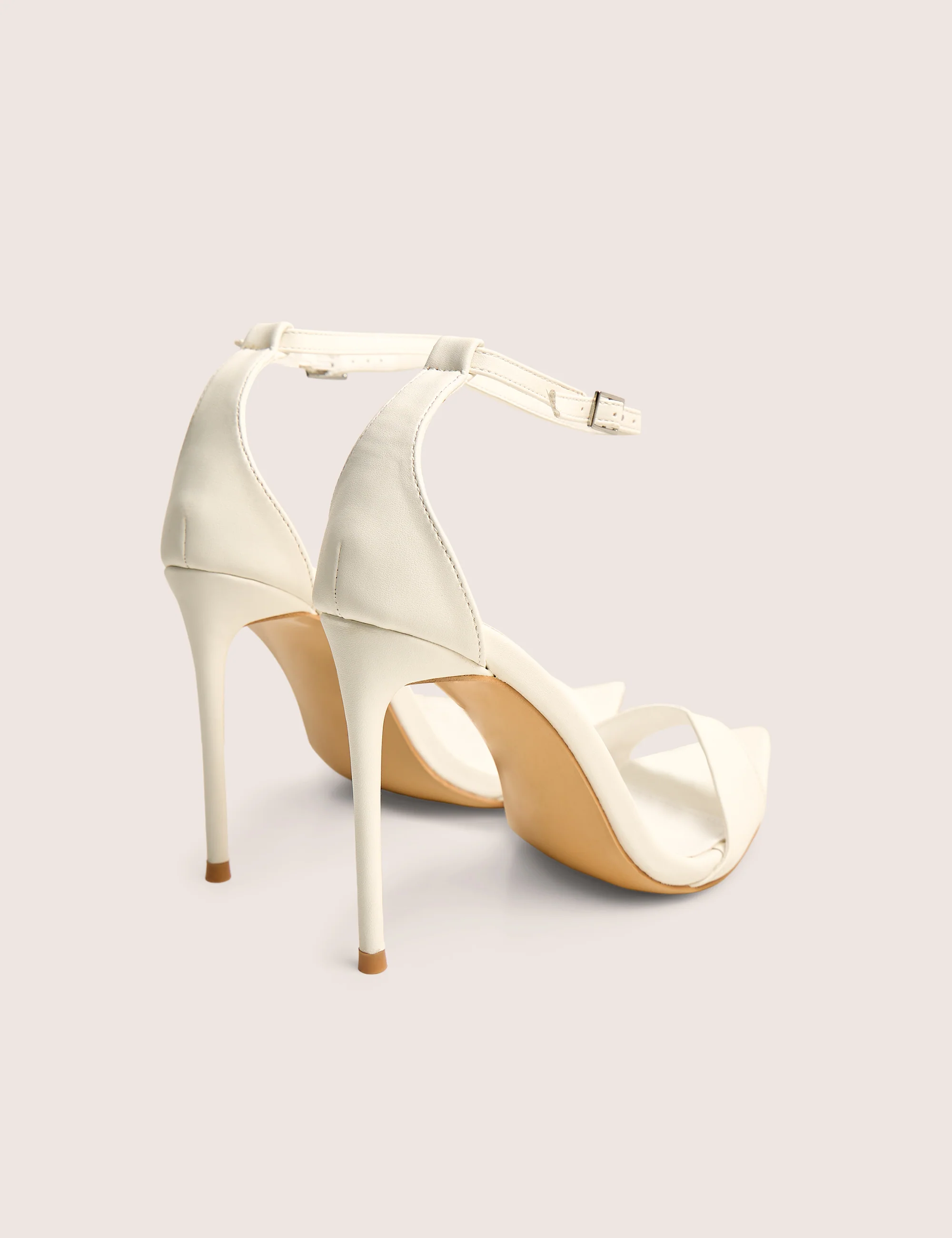 Kelisa White Pu Pointed Toe Barely There Stiletto High Heels - Image 3