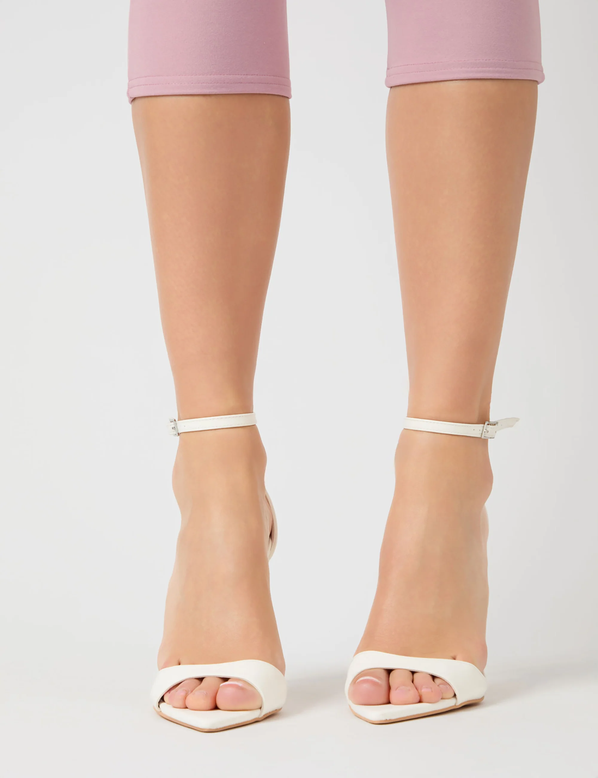 Kelisa White Pu Pointed Toe Barely There Stiletto High Heels - Image 6