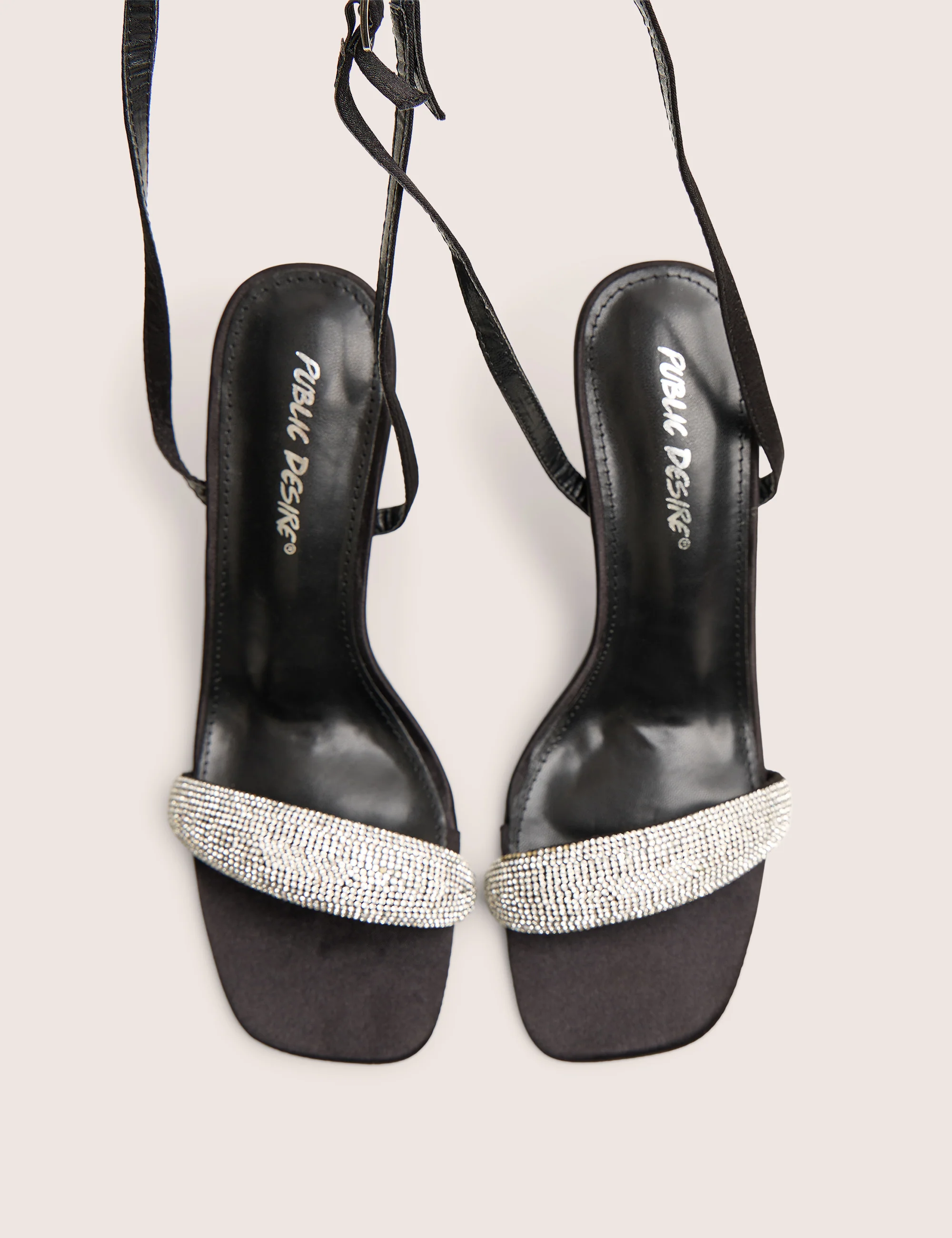 Kirsty Black Diamante Toe Detail High Heels - Image 4