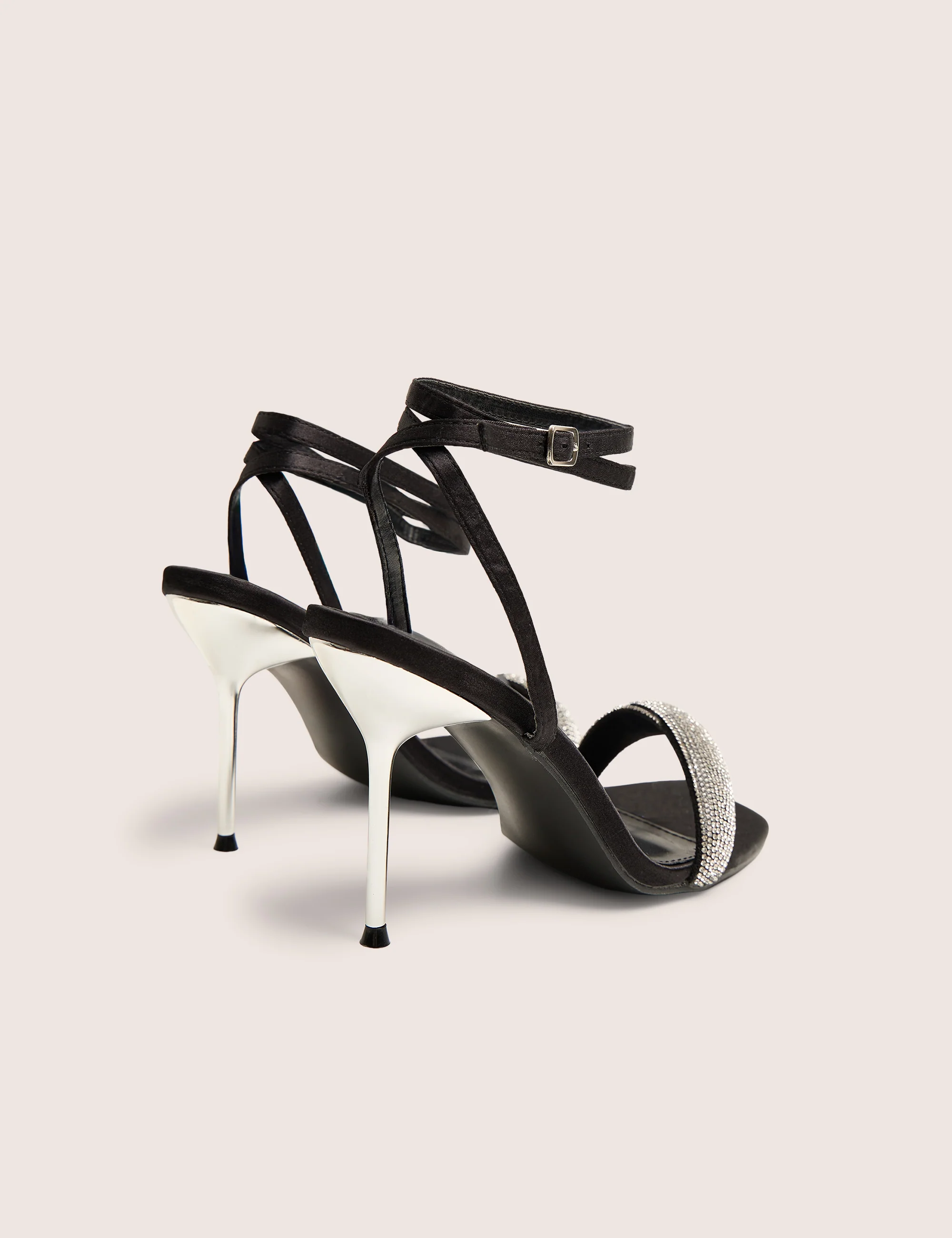 Kirsty Black Diamante Toe Detail High Heels - Image 5