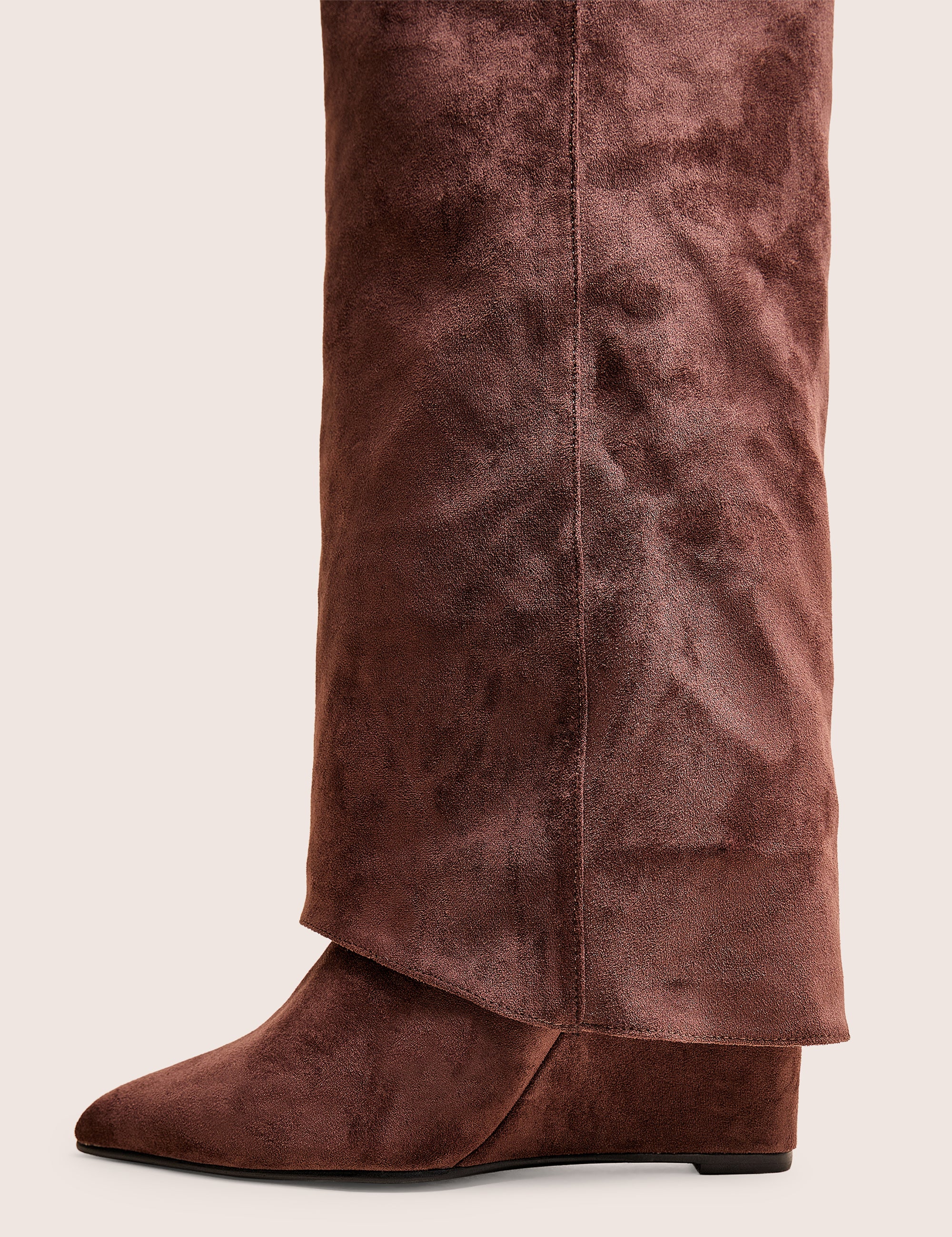 Kola Brown Fold Over Buckle Detail Heeled Boots - Image 5
