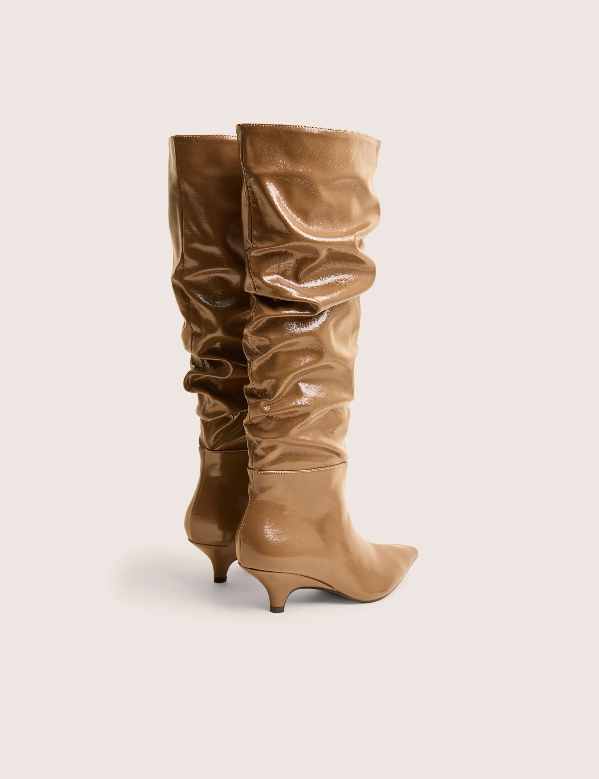 La Dolce Vita Taupe Ruched Kitten Heel Knee High Boots - Image 3