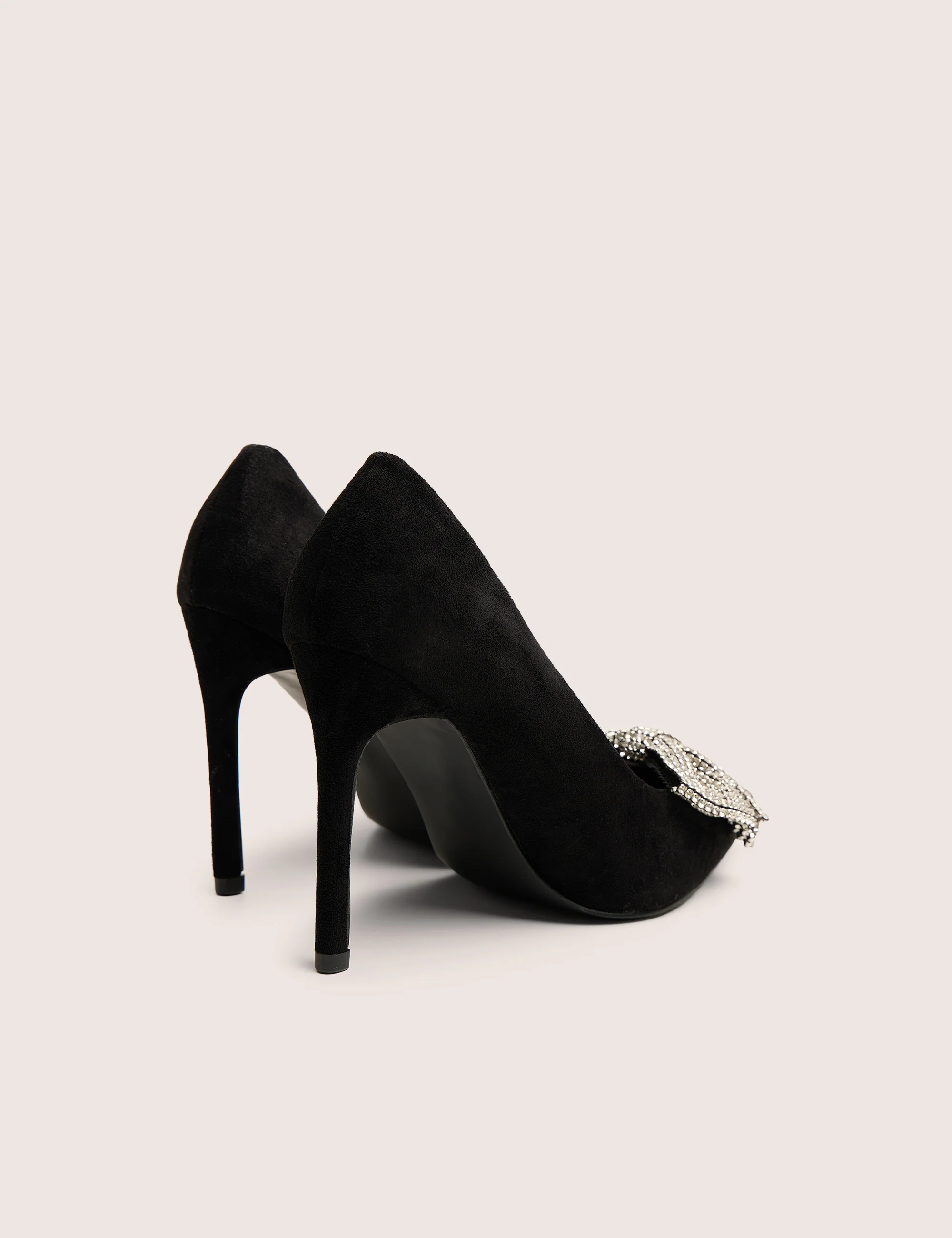Ladies Night Black Embellished Bow Detail Court High Heels - Image 3